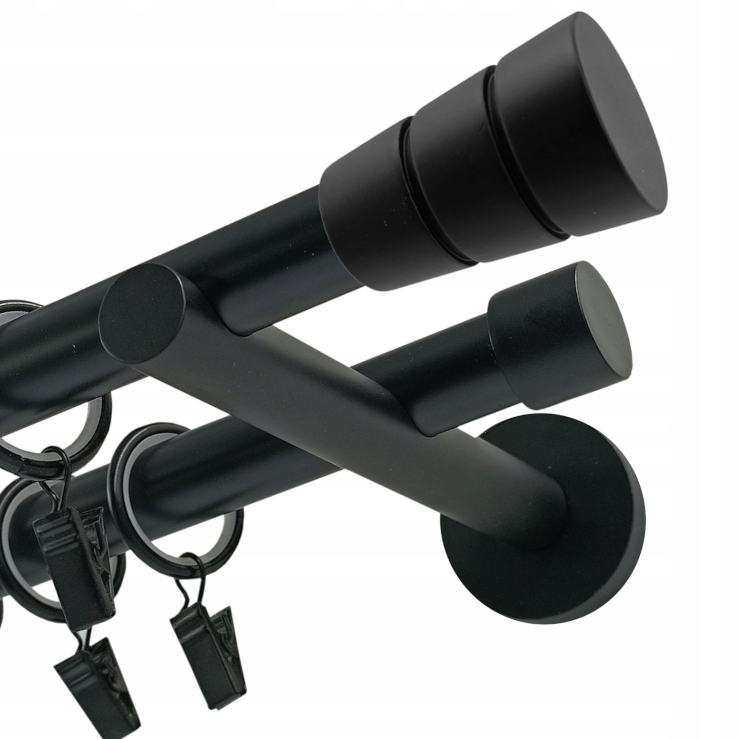 Garnýž Dvojitá Kovový 19 MM Černý Matný 300 CM Válec Basic