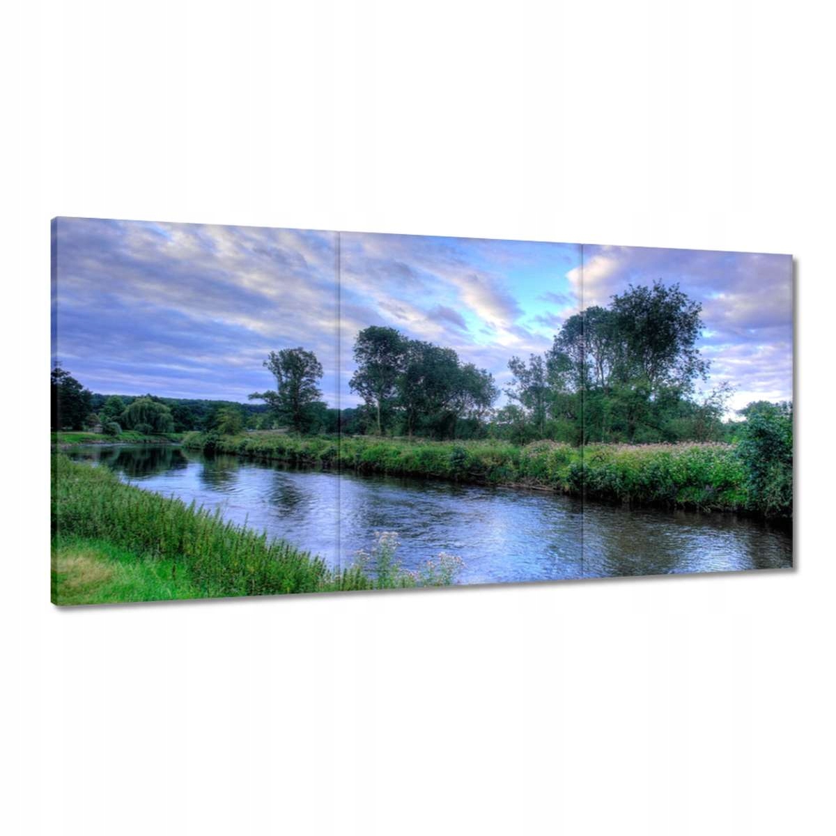 Obrazy 180x90 Rieka večer medzi stromami a lúkami