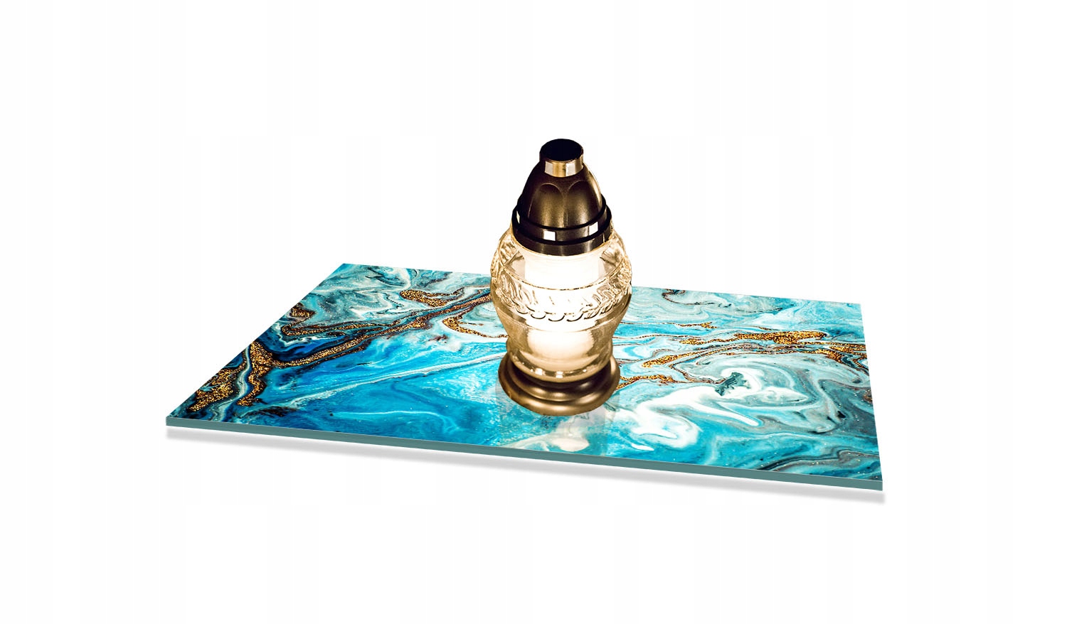 Podstawka na CMENTARZ pod ZNICZE Szkło Hartowane POMNIK 52x40cm MARMUR