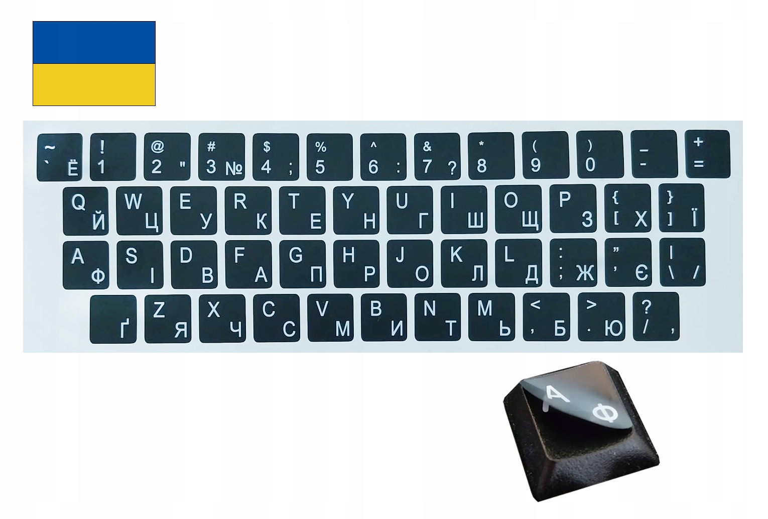 Nálepky НАЛІПКИ POĽSKO-UKRAJINSKÁ K klávesnica | QWERTY + CYRILICA