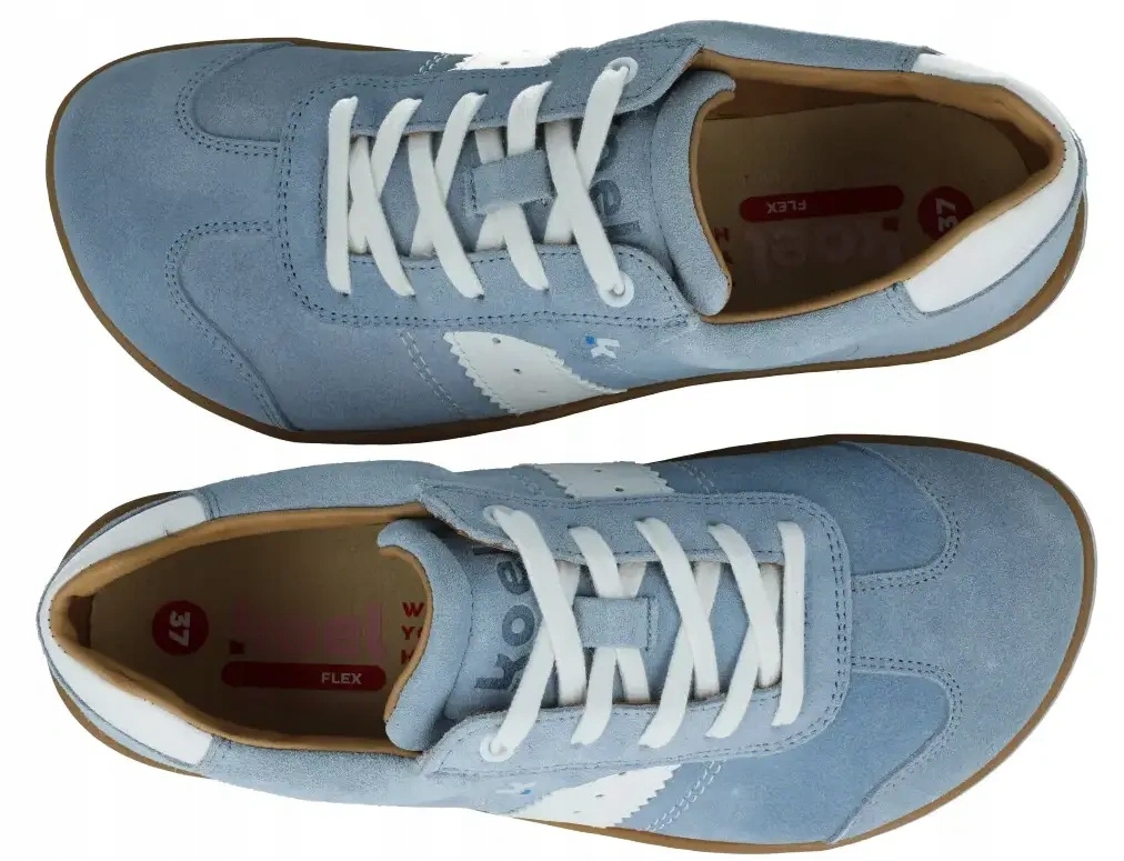 Dámské barefoot Kole Ila kožené tenisky zero drop modré boty R37