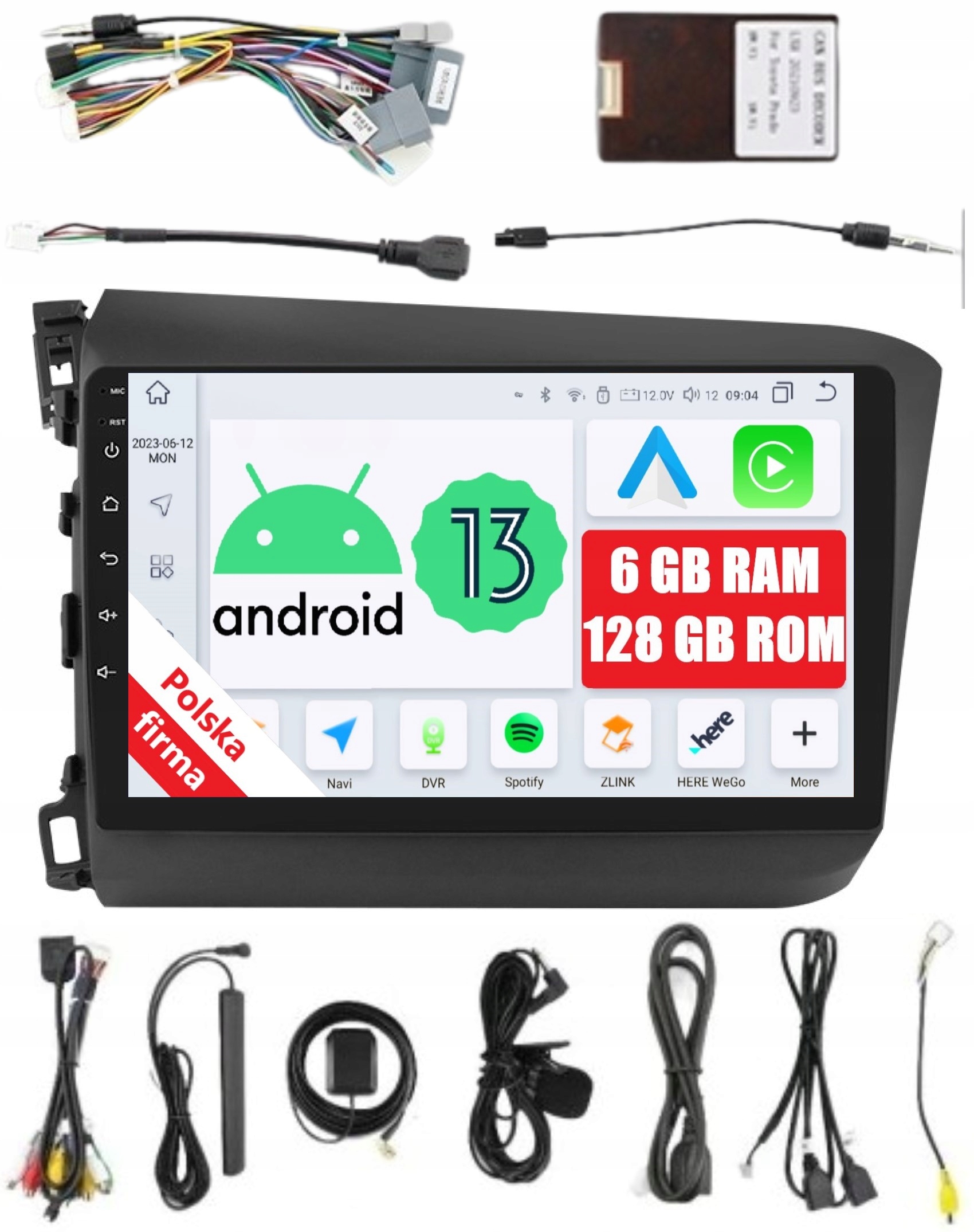 Radio 2DIN Nawigacja Android Honda CIVIC 9 IX 6/128 Gb Dsp Carplay Lte