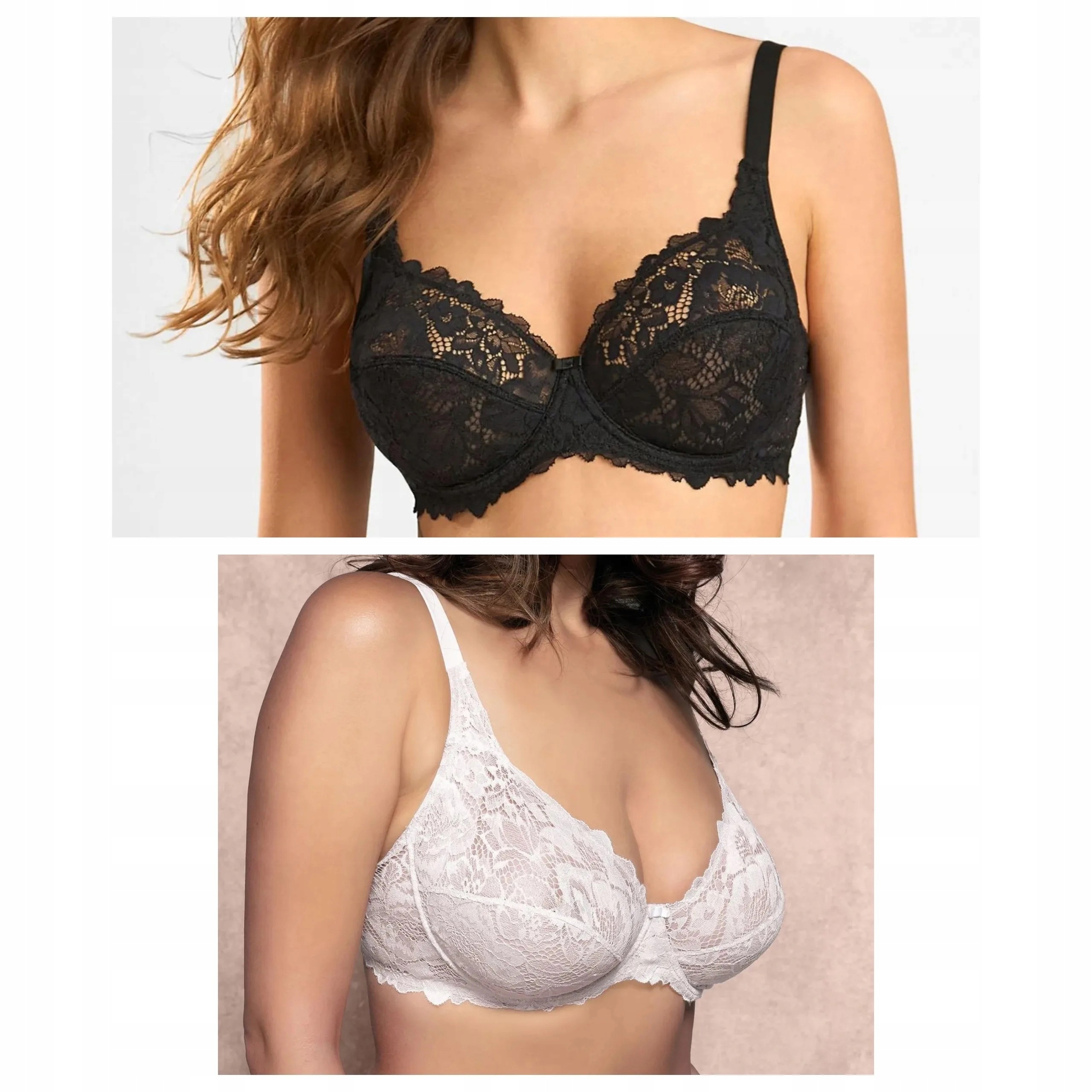 2x měkká krajková podprsenka Lormar Curvy 400L bílá černá 70B