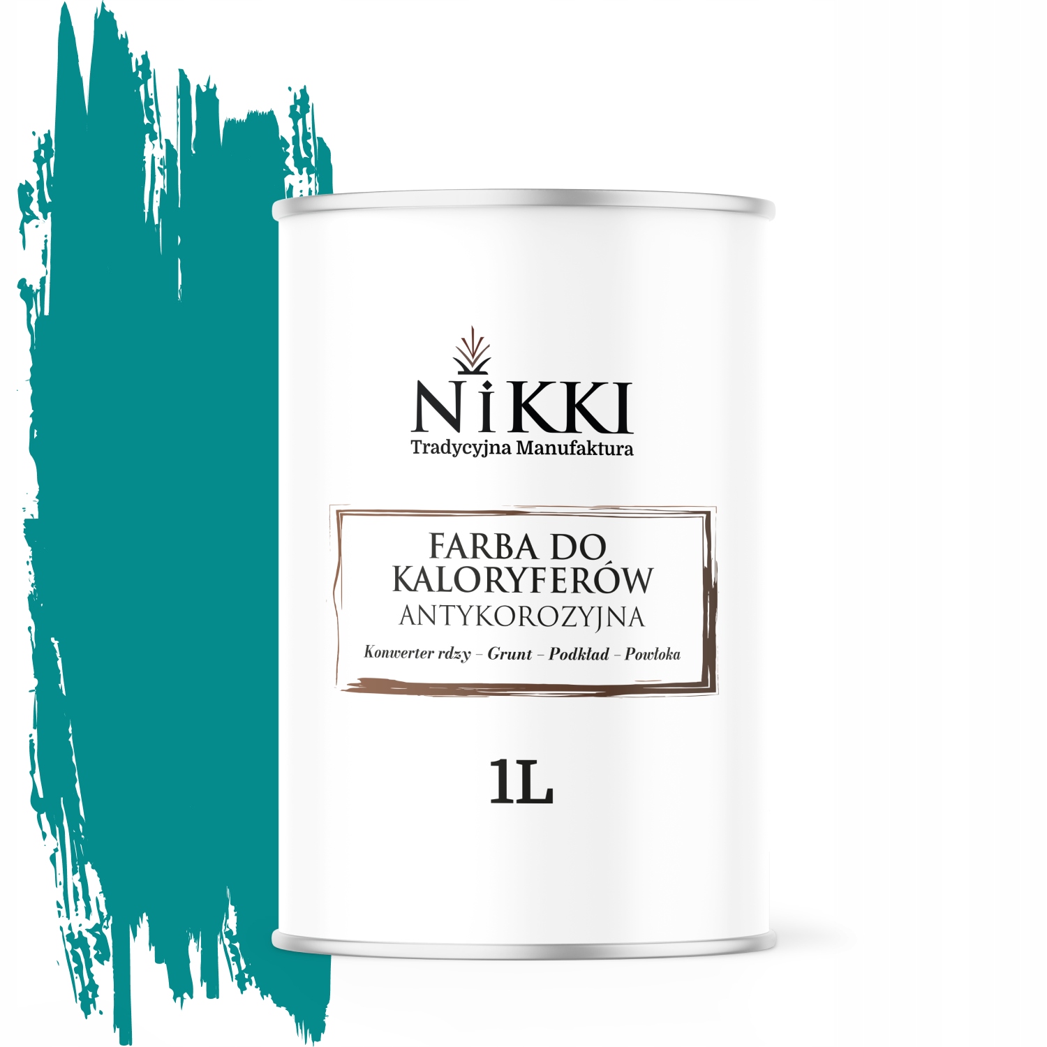 Farba do Grzejników Antykorozyjna Odporna 1L Satyna Niebieski Turkusowy 3w1