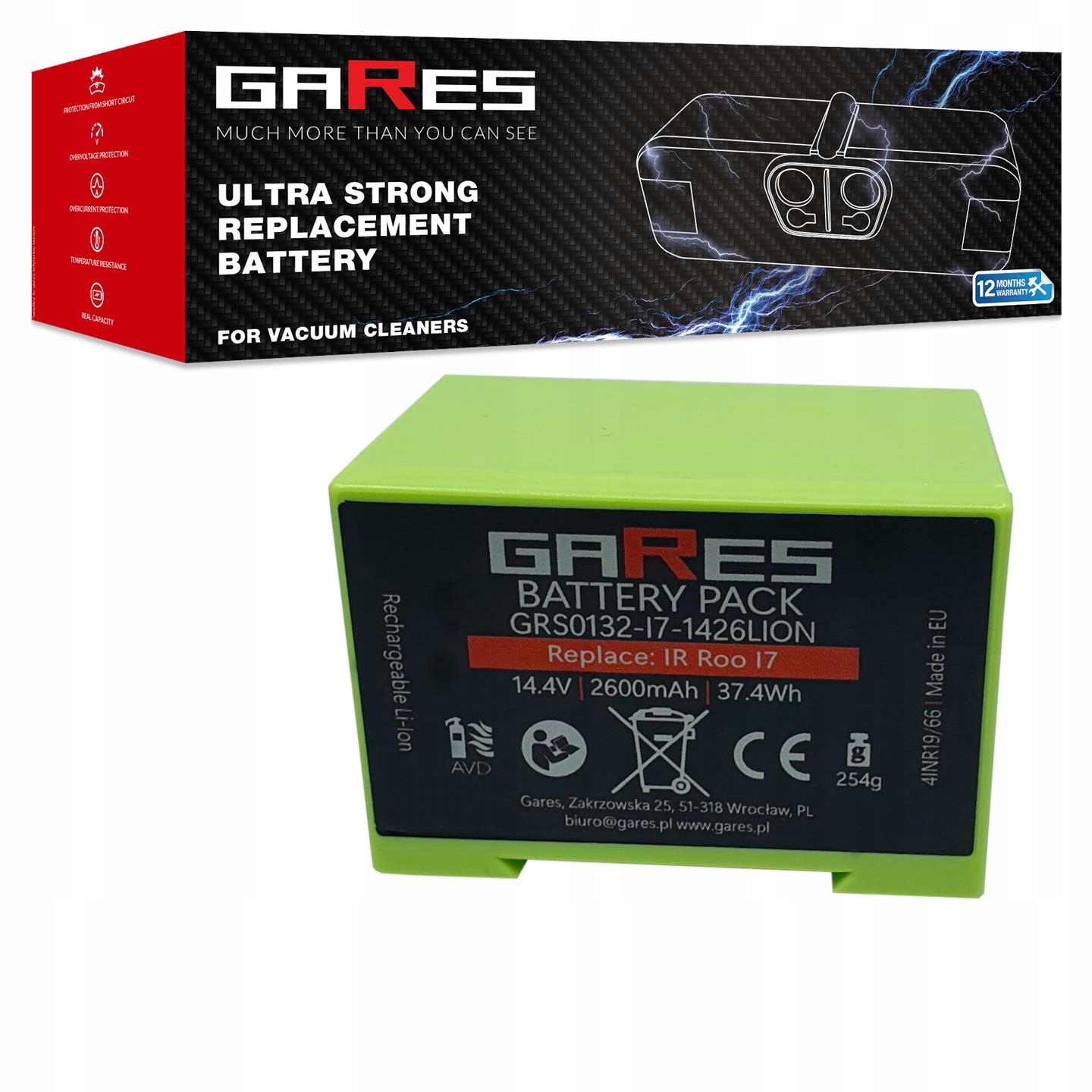 Akumulátor Gares pro iRobot Roomba i7 i7+ i3 i3+ i4 i4+ 4624864 14,4V 2,6Ah