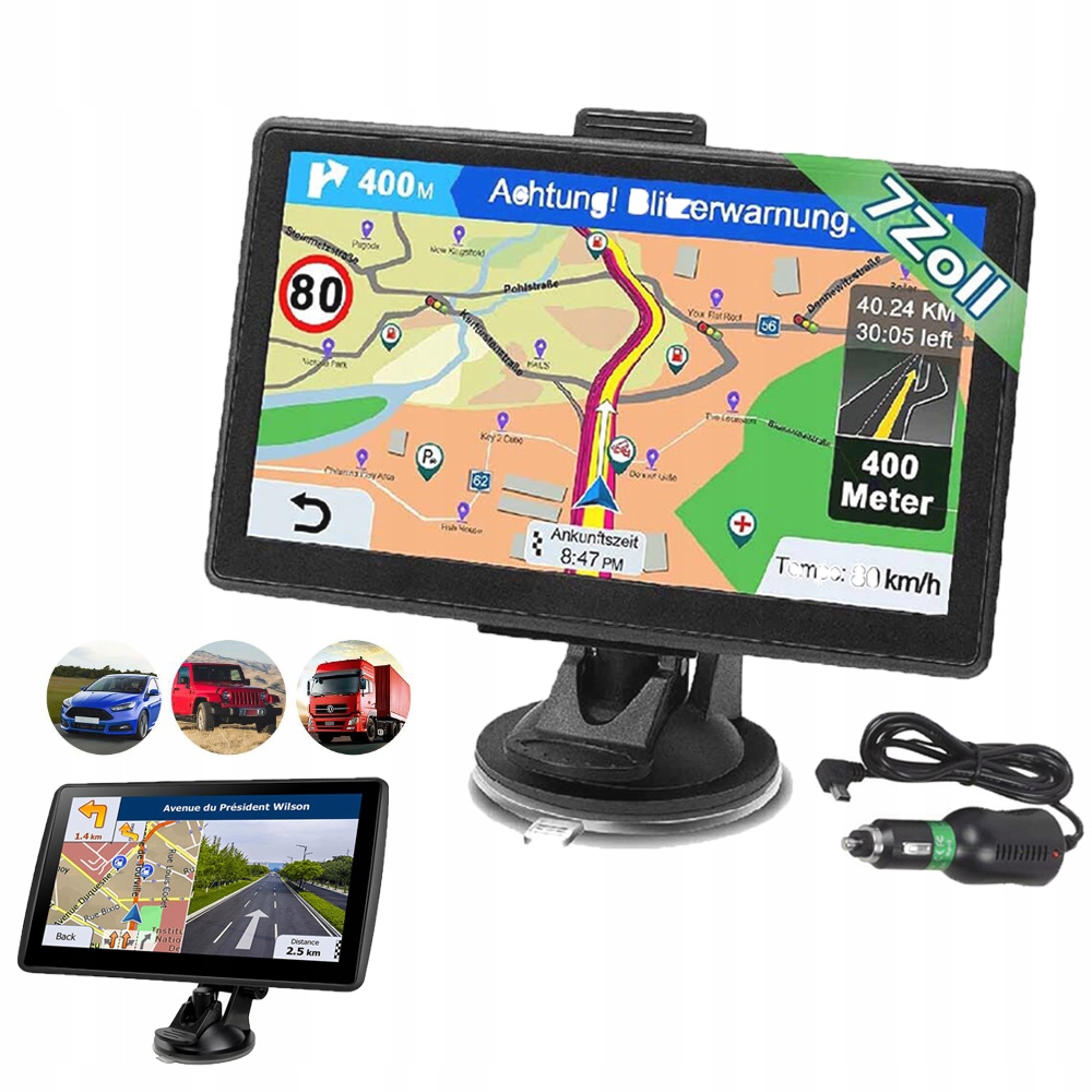 Nawigacja samochodowa Gps dla Ciężarówek 7Cali Ekran Obsługuje map Europy