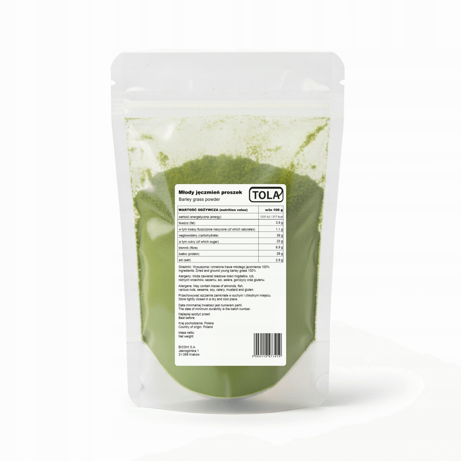 Levně Zelený ječmen mletý 5 kg – přírodní superpotravina, vysoká kvalita Tola