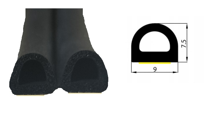 USZCZELKA SAMOPRZYLEPNA CZARNA D 9X7,5mm 100 mb Kod producenta SD-1X/4-0