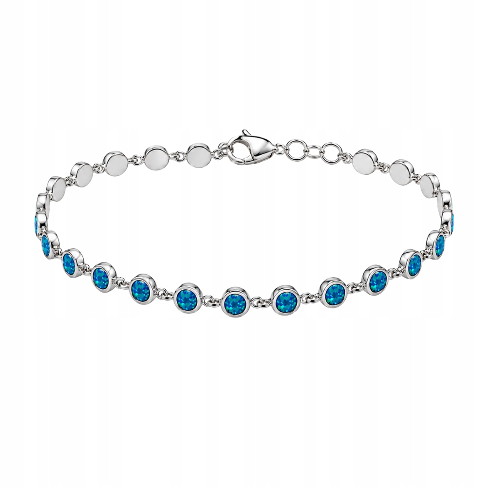 Stříbrný dámský náramek ryzosti 925, nastavitelný, elegantní opál, rhodiovaný