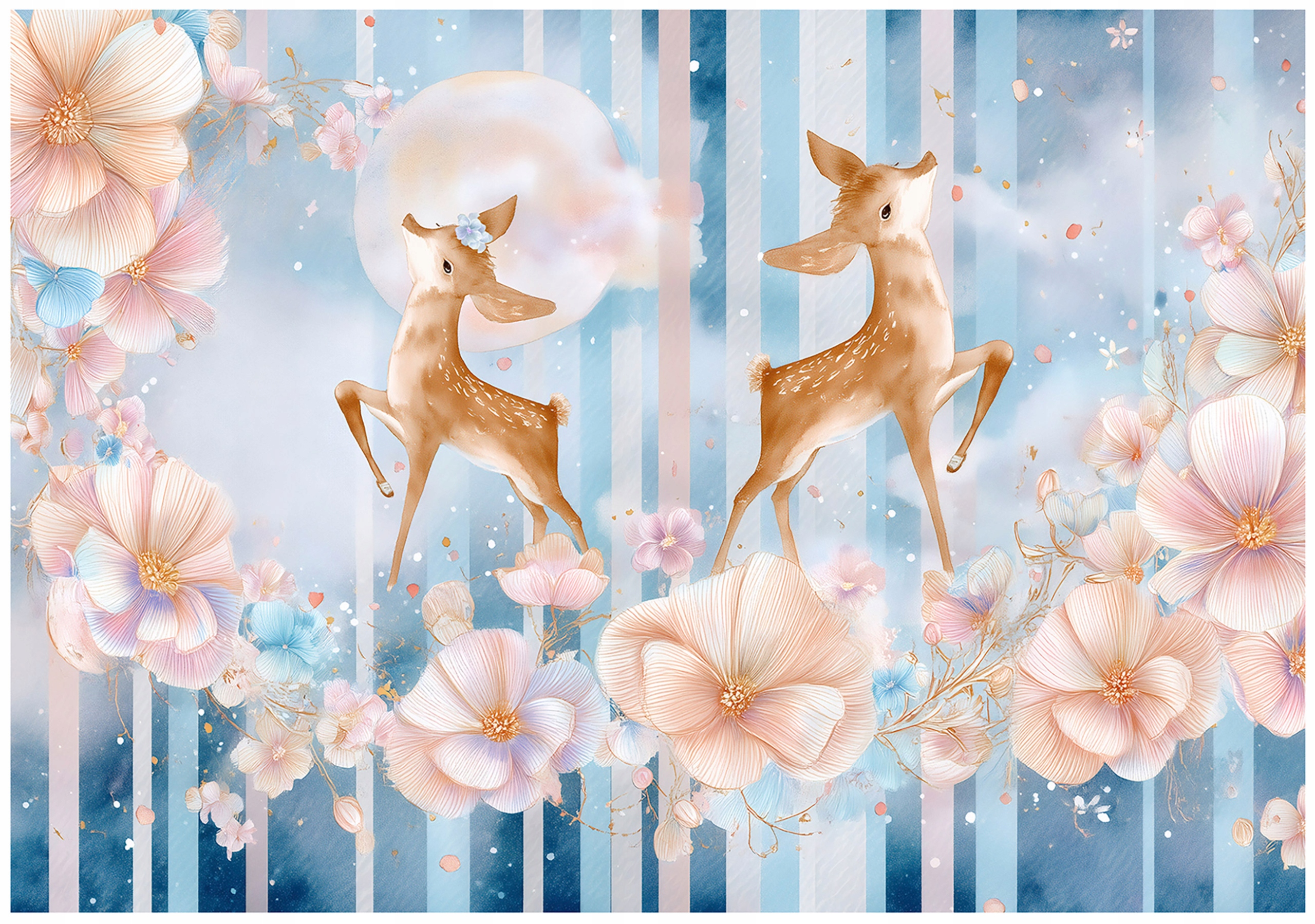 Fototapeta Pro Dívku Srnky Květiny Tapeta Do Dětského Pokoje 300x210