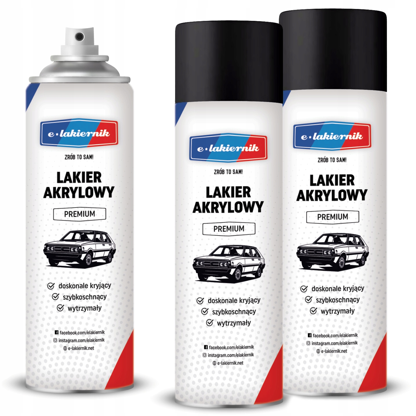 3x Farba Czarny Mat Lakier Akrylowy Spray Aerozol 500ml e-lakiernik