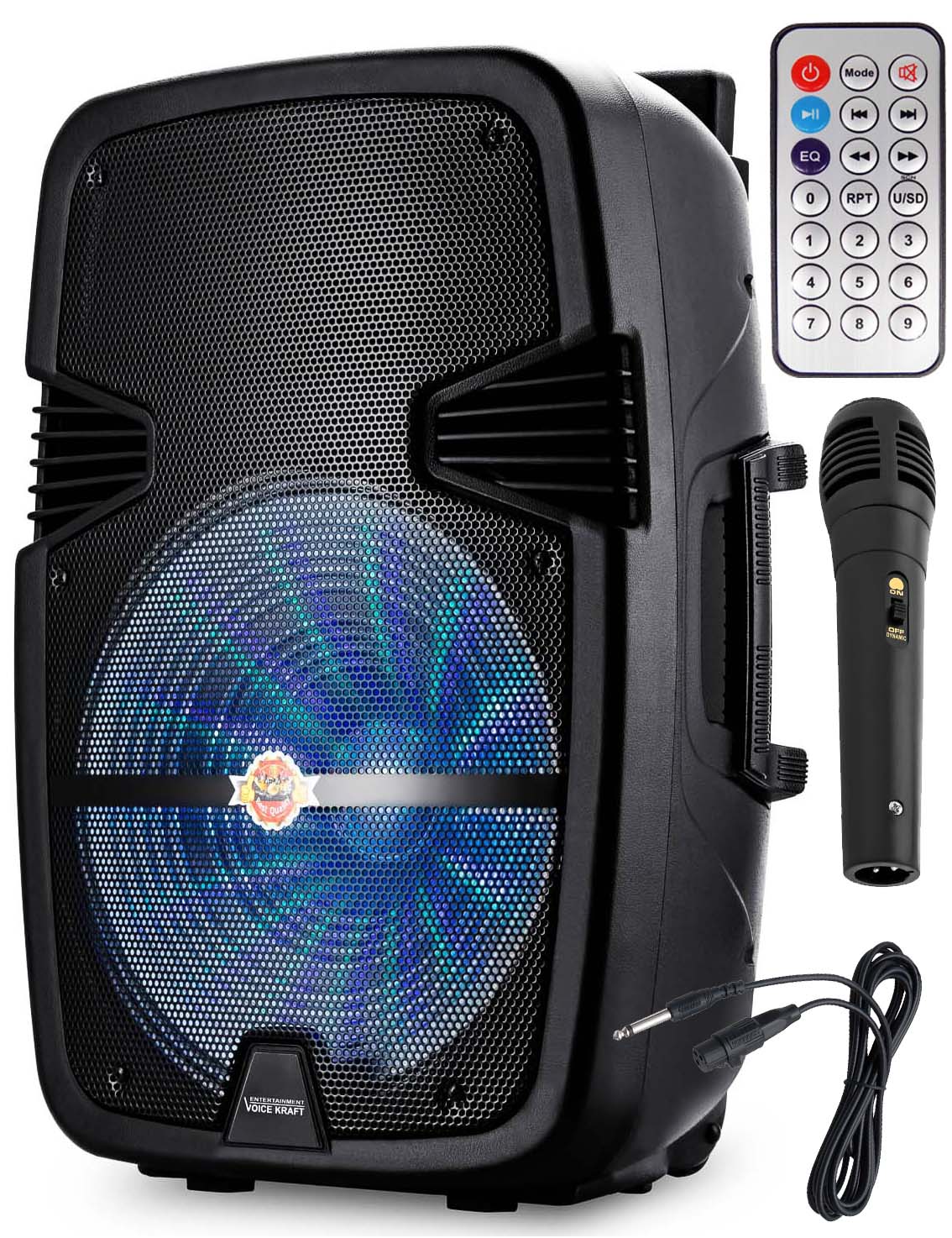 Mocna Kolumna Estradowa Przenośna Karaoke 1000W 15" Bluetooth Usb Rączka