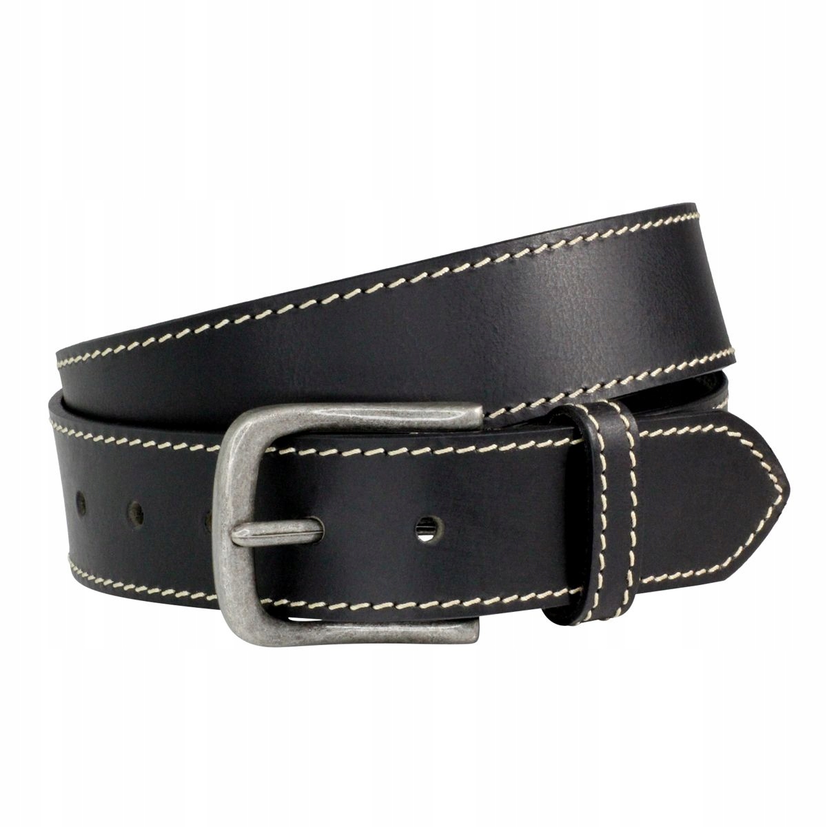 Lindenmann Velké Rozměry Kožený Opasek Černý vel. 120 šířka 4,0 cm 117-127 cm