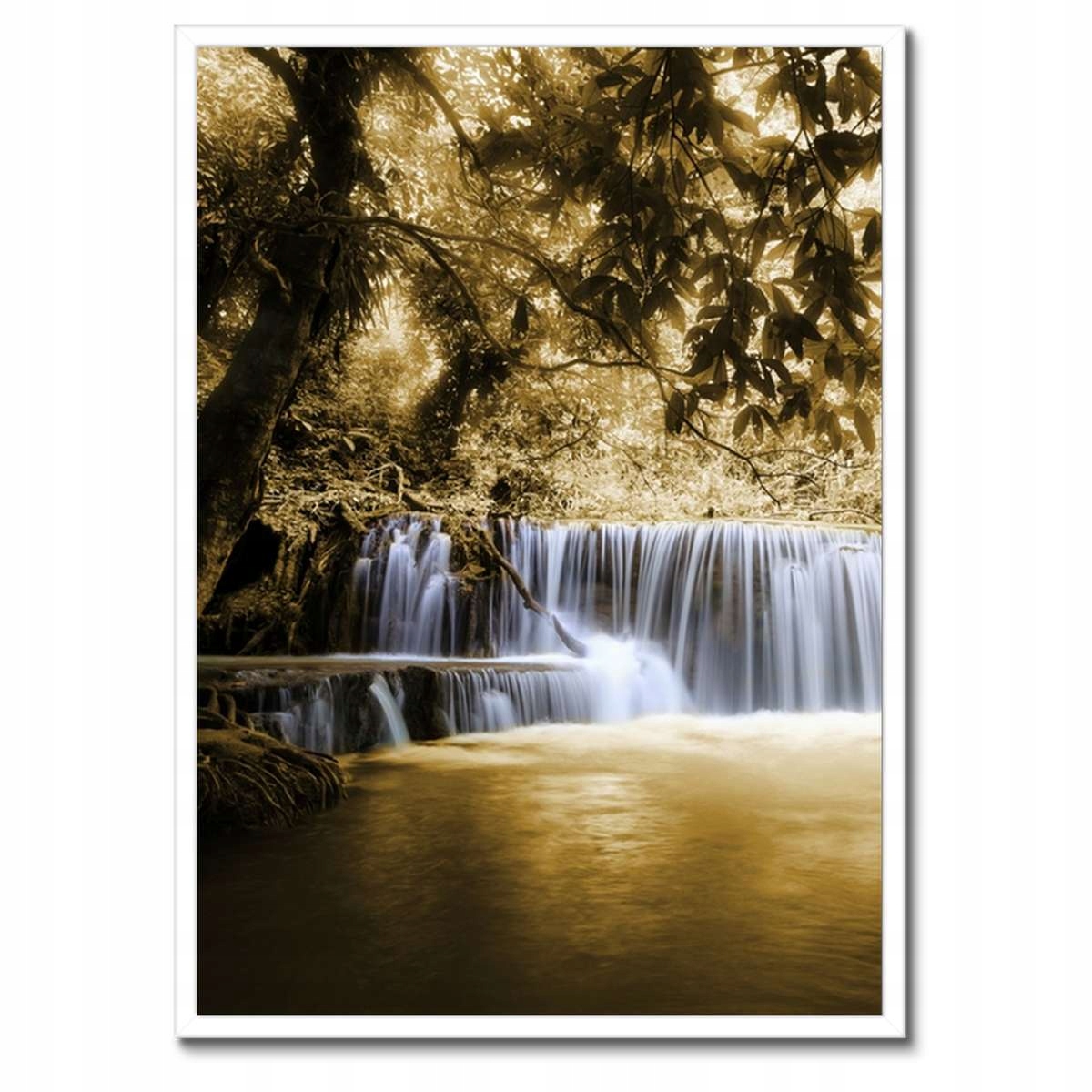 Plakáty v rámu 50x70 Vodopád v barvě sépie