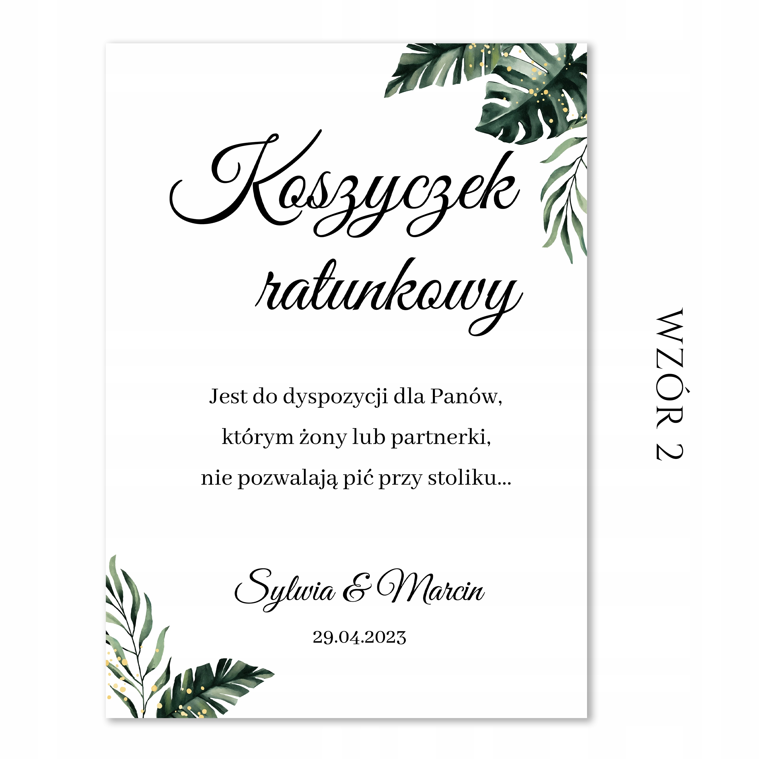PLAKAT KOSZYCZEK RATUNKOWY DLA PANÓW A4 WESELE Kształt prostokątny