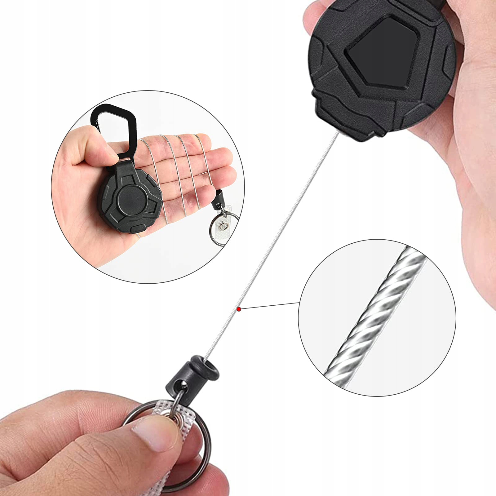 2x Linka zwijana retraktor smycz zwijka HEAVY DUTY prezent dla faceta Kod producenta Linka zwijana retraktor smycz zwijka