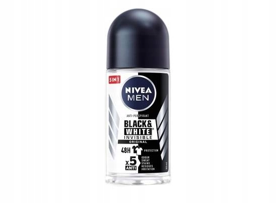 1x Antyperspirant męski w kulce Nivea Men Black & White Invisible 50ml