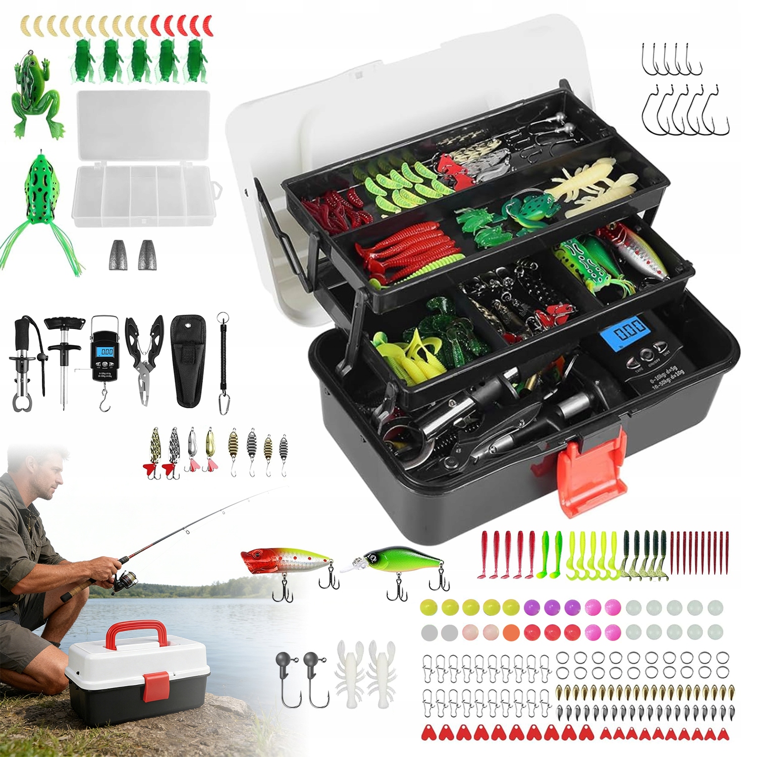 Profi Rybářská Krabička Set 213+ Akcesoria Návnady Ideální Dárek