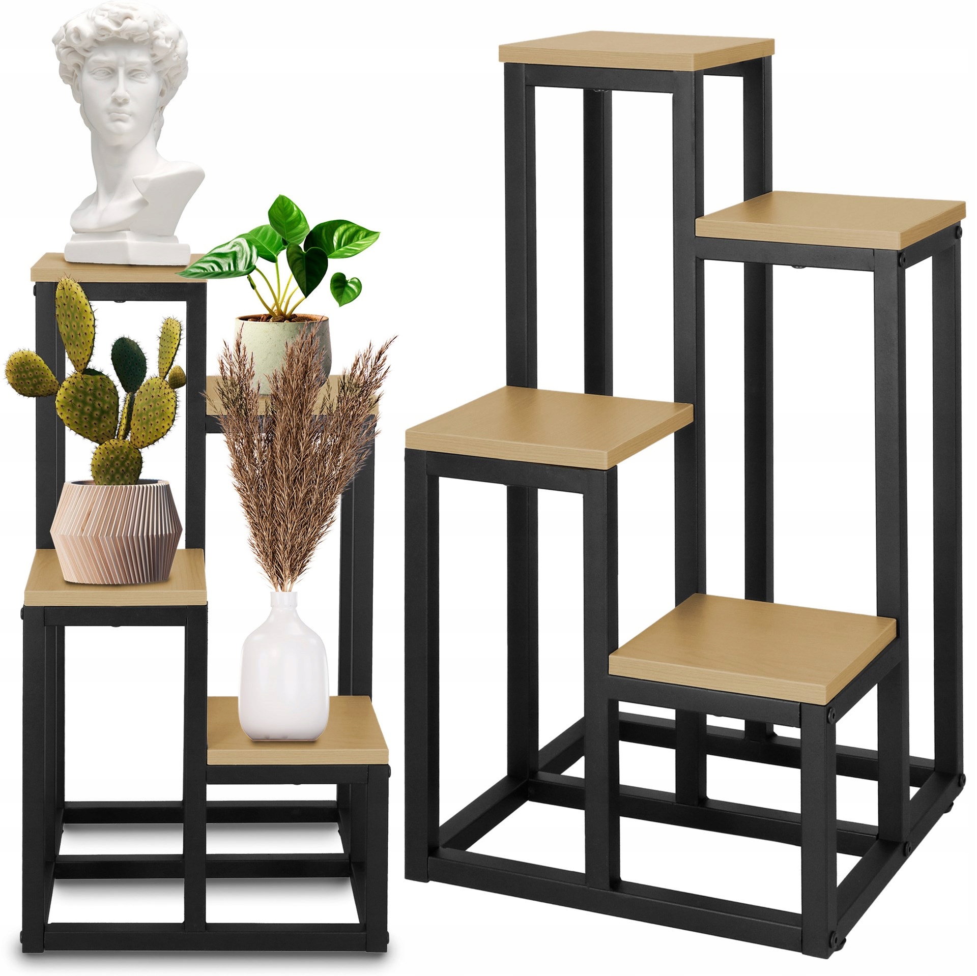 Kovový Držák Na Květináč Stojan Na Květiny Rostliny 4 Úrovně Stojící Regál Loft