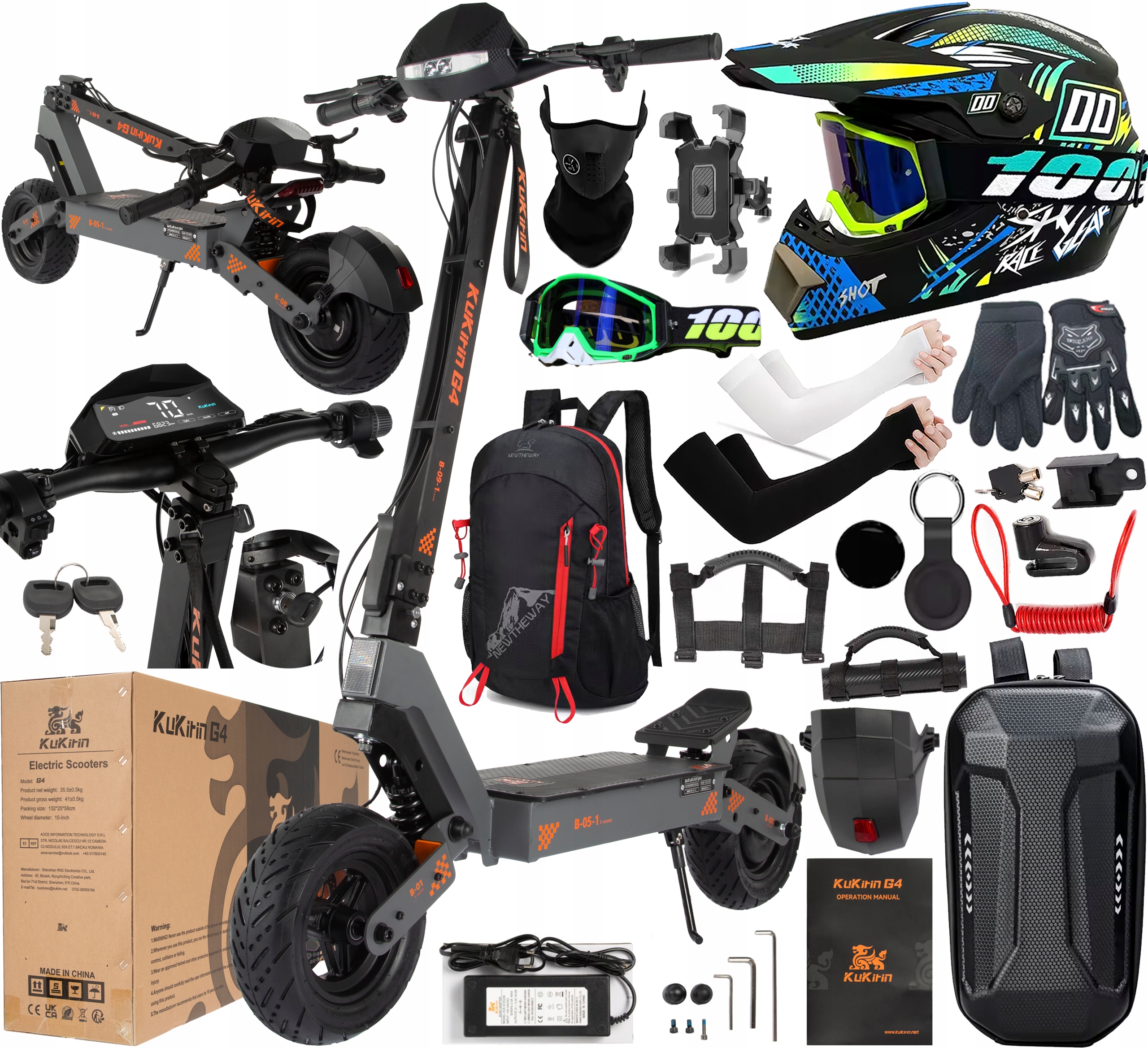 KuKirin G4 Elektrické skládací vozidlo 60V 20Ah 2000W 70KM/H +11Dárek Pl