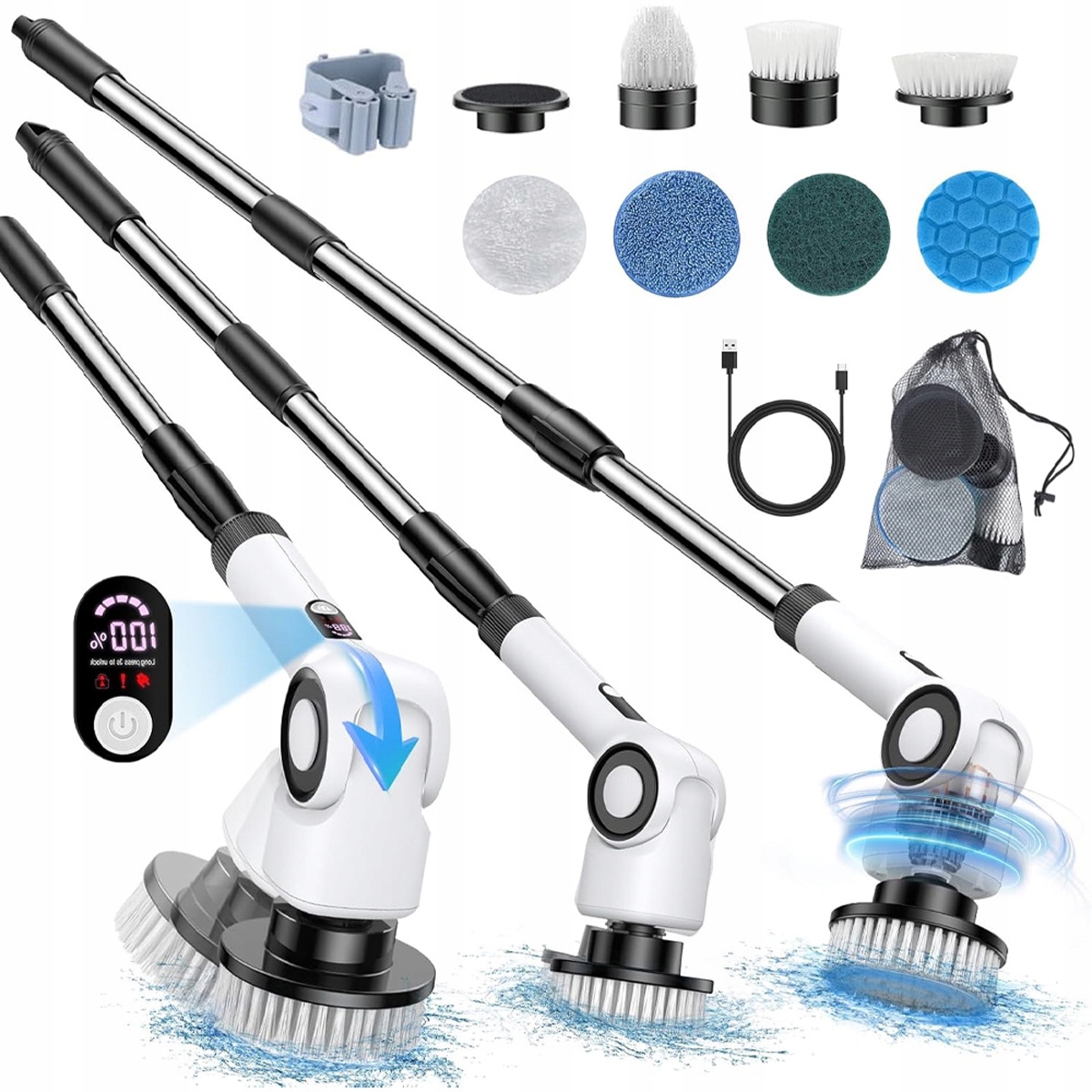 Levně Turbo Mop 7V1 Elektrický Bezdrátový Úklidový Kartáč LCD IPX7