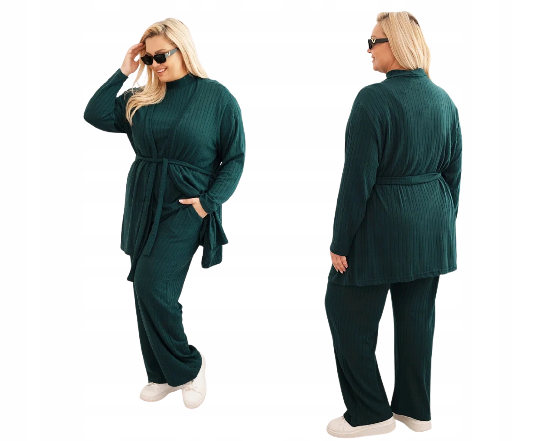 Dámský komplet Plus Size 3-dílný, tmavě zelený