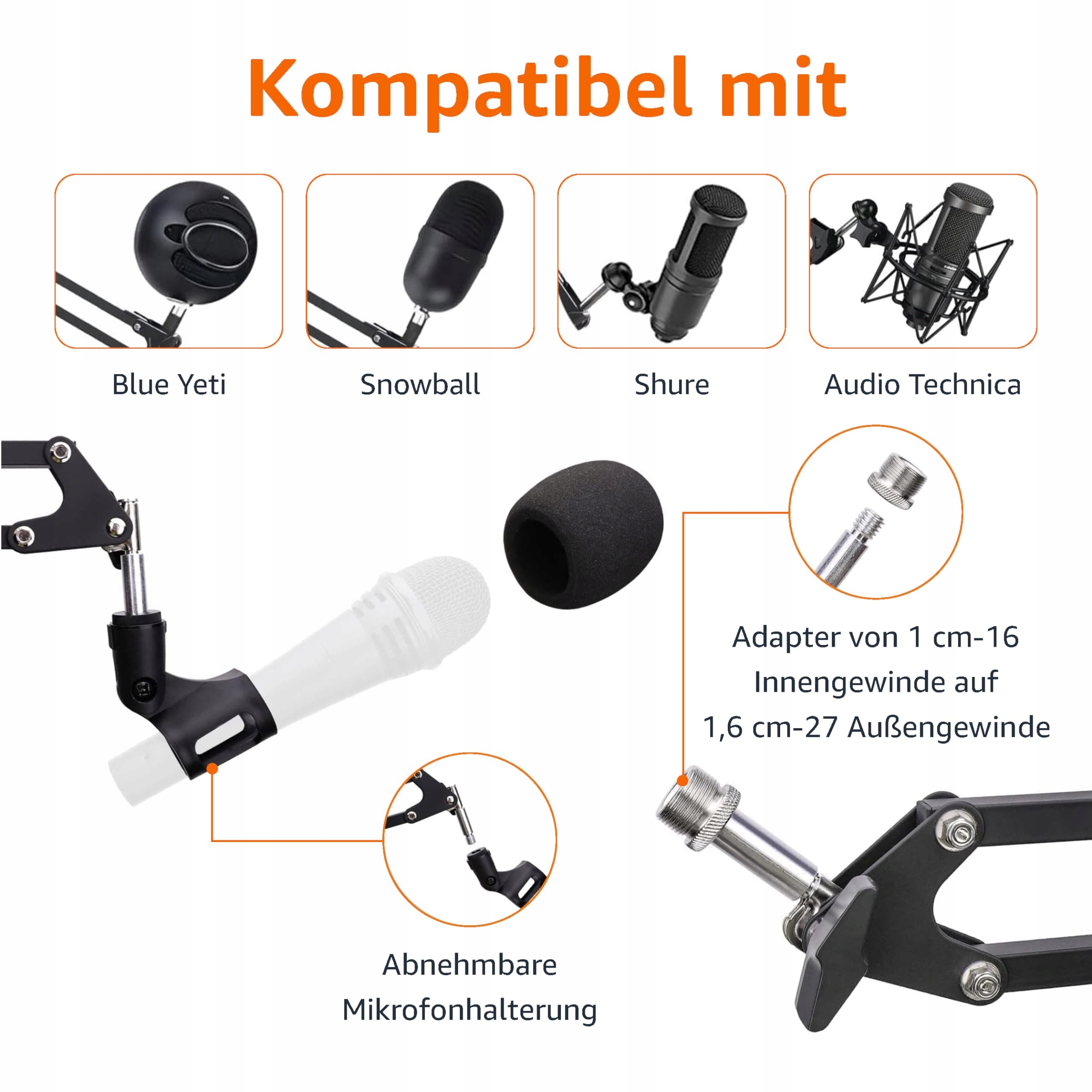 BASICS Statyw Mikrofonowy Z Popfiltrem Do Blue Yeti Snowball HyperX — miniatura 3
