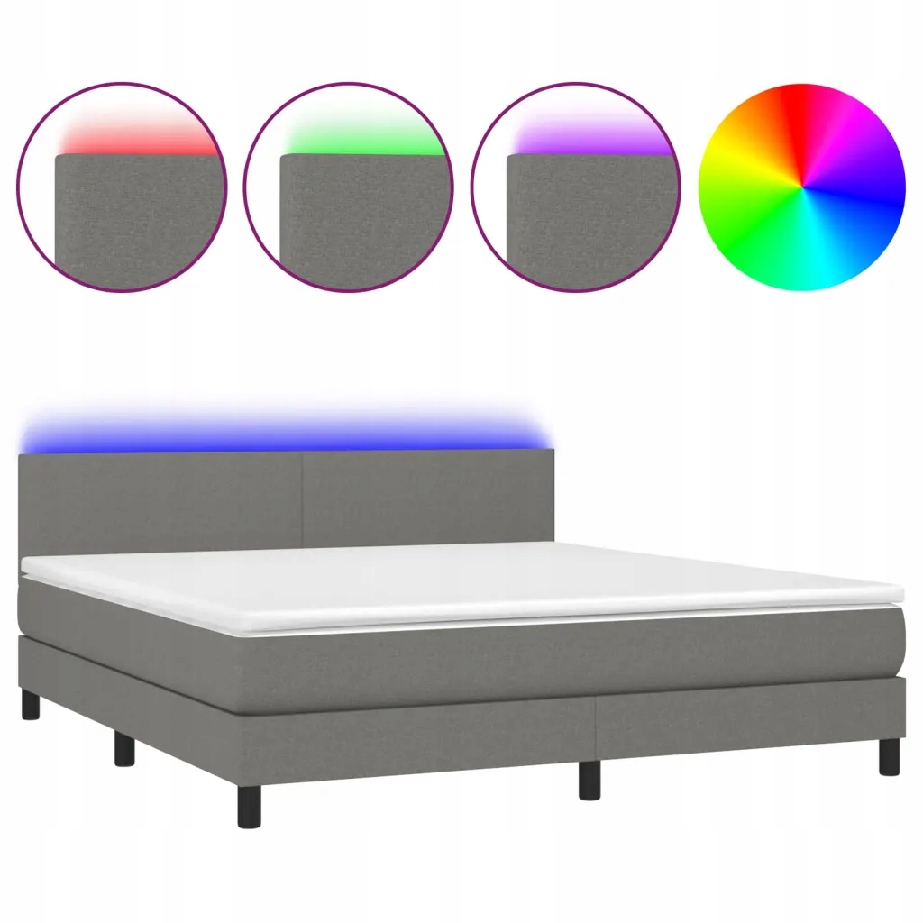 Kontinentální postel tmavě šedá 203 x 160 x 78/88 cm s Led a matrací 160