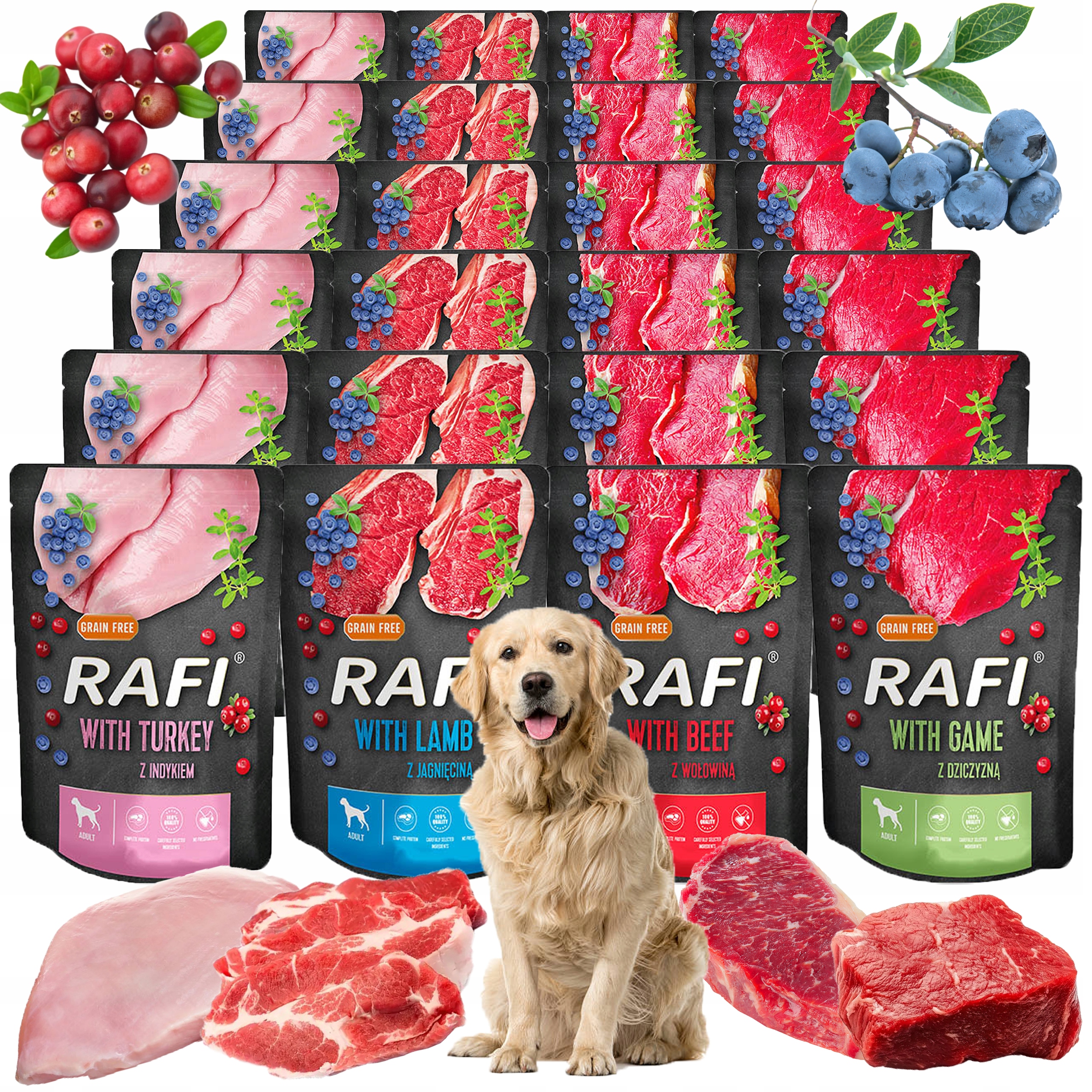 Levně Vlhké Krmivo pro psa Rafi Dolina Noteci Sáček 24 x 300 g Mix Chutí