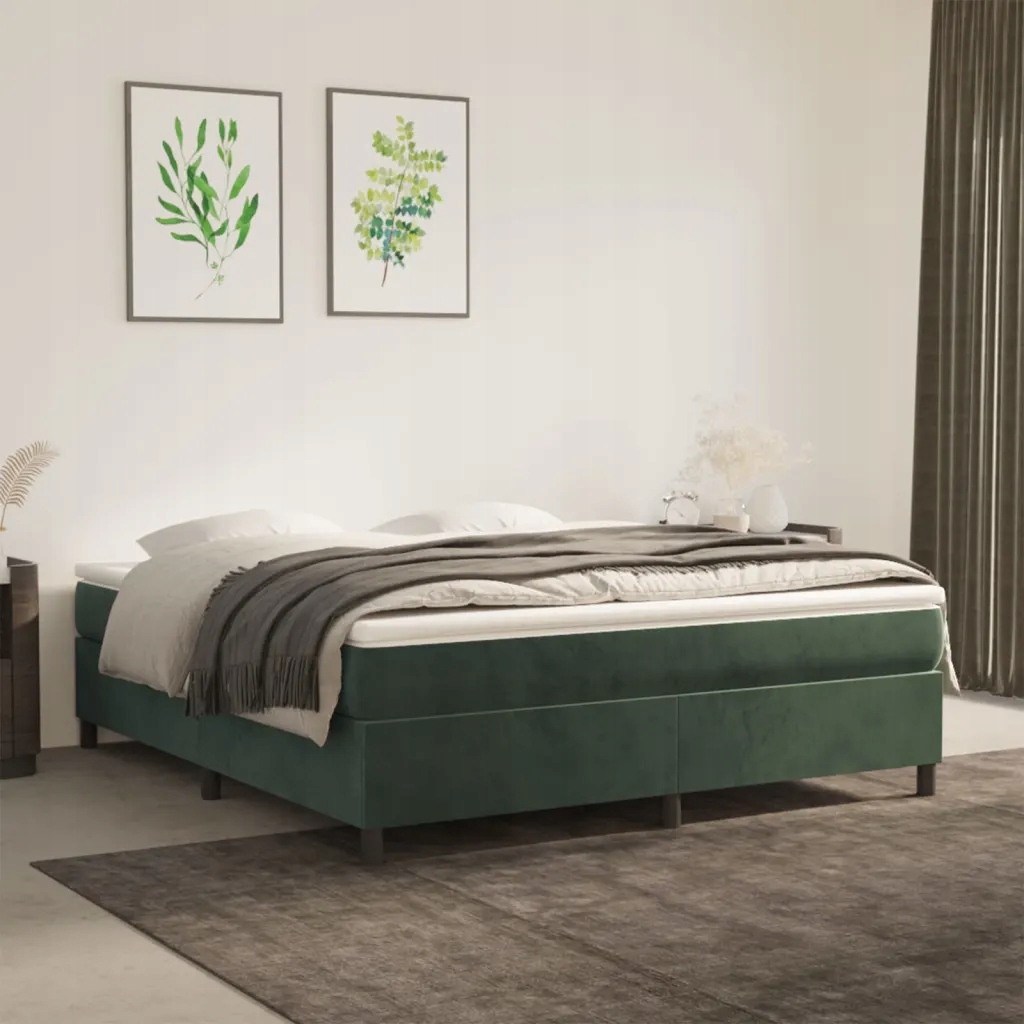 Box spring postel s matrací tmavě zelená 160x200 cm samet Zelená 3144690