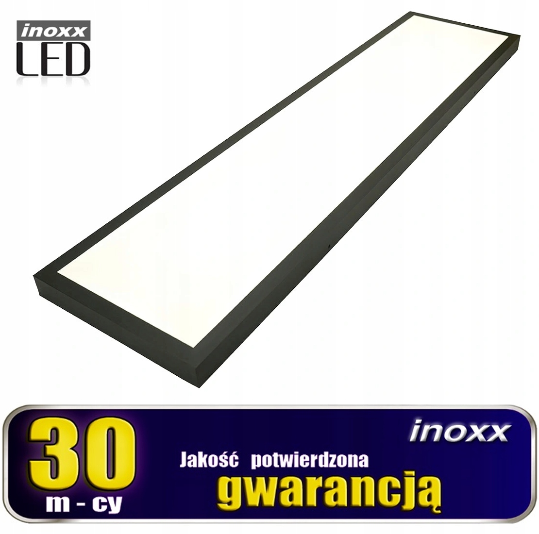 Panel Plafon Led 48W Sufitowy Natynkowy 120X30 Zimny Lampa Zestaw Z Czarną