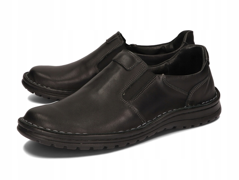 Mokasyny Buty Męskie Skóra Naturalna Szerokie Eleganckie 515 Czarny 46 Rozmiar 46