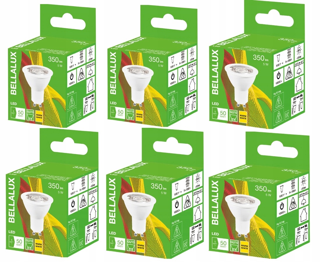

6 x reflektor żarówka Led GU10 5W 50W 2700K 36°