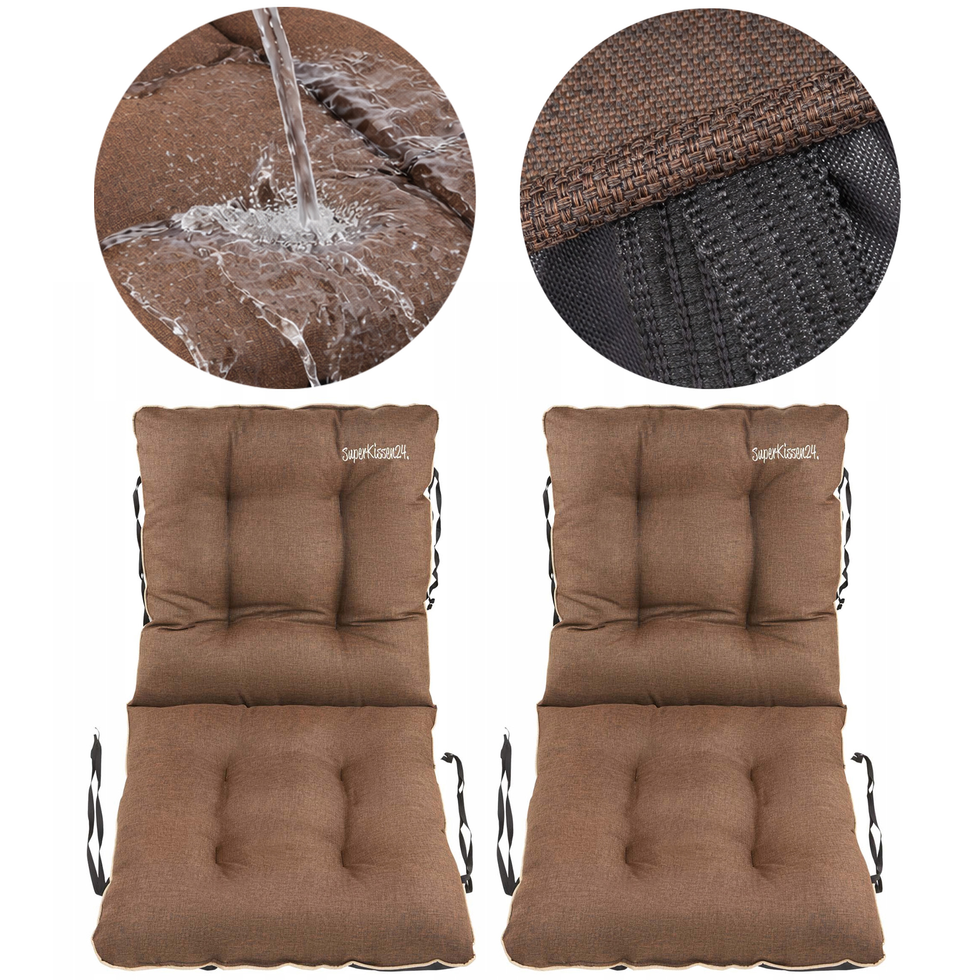 Set polštář Voděodolná na zahradní židli 48x48x48 Len Hnědá 2ks