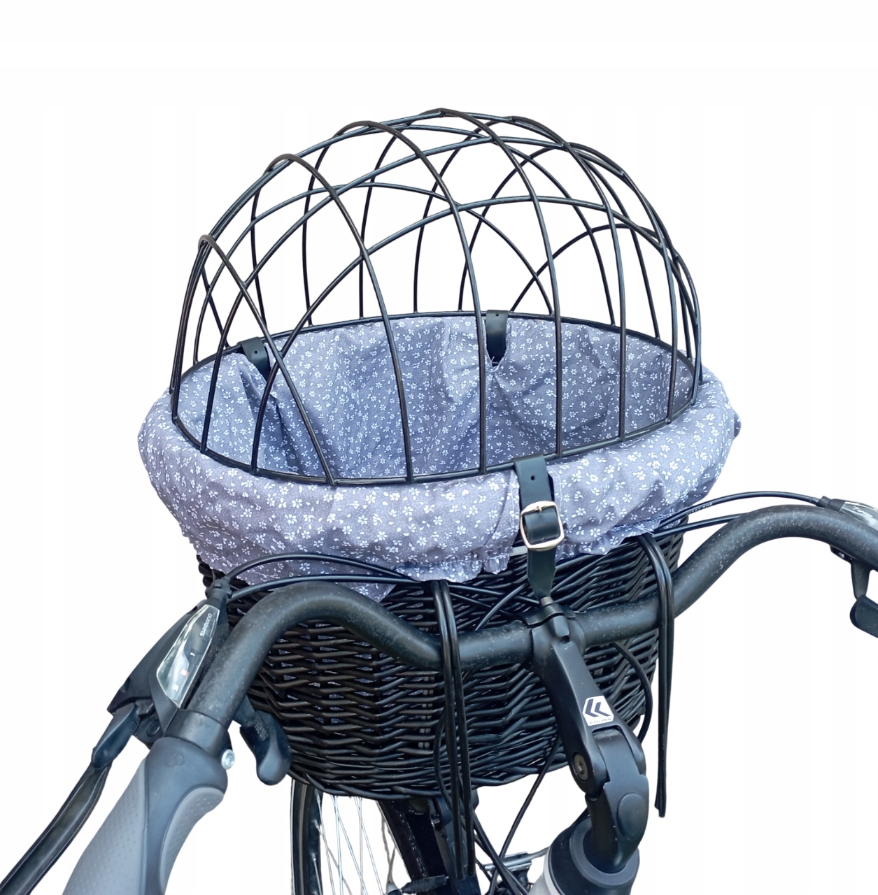 Koszyk wiklinowy na Rower z obszyciem i poduszką Transporter dla Psa do10kg