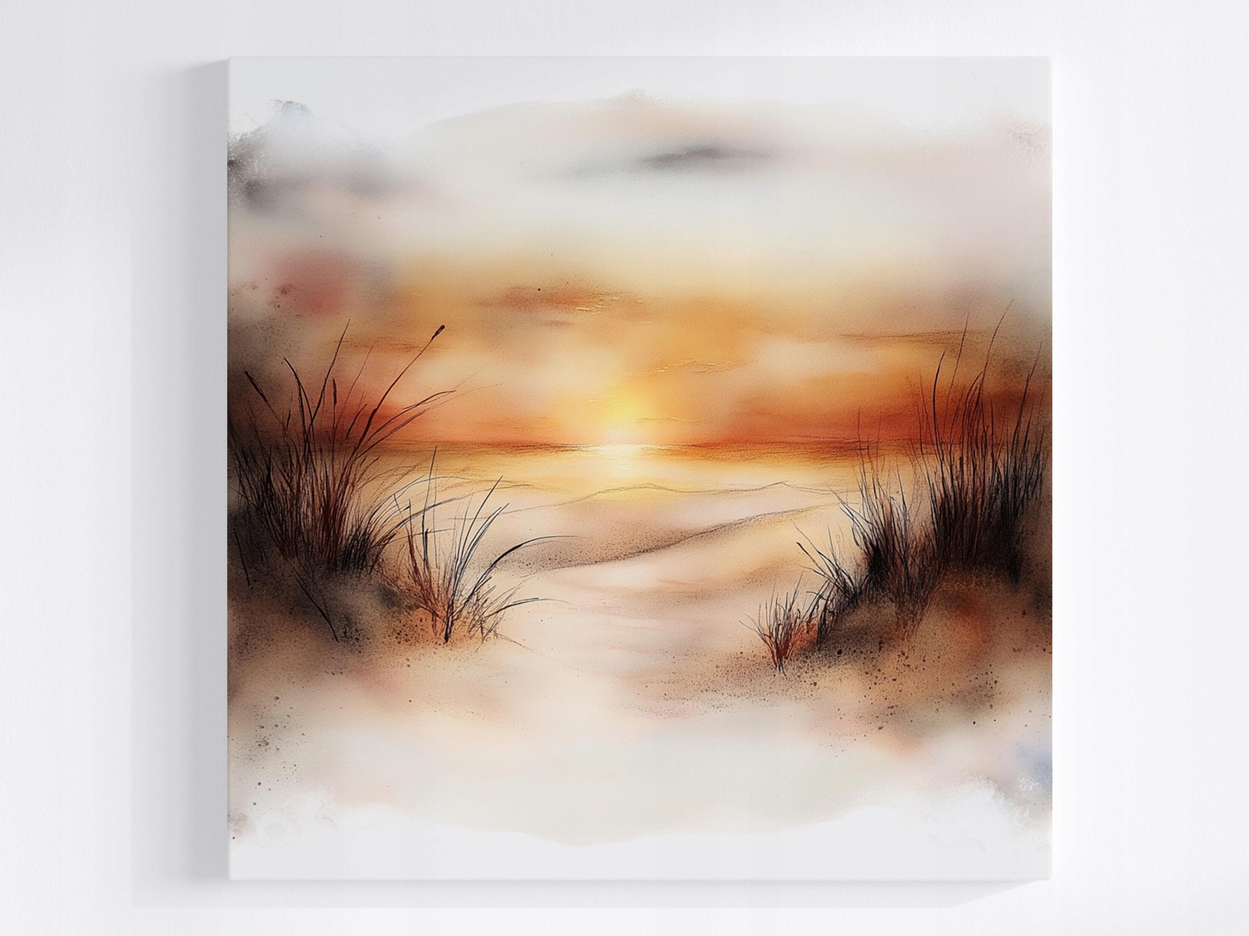 Obraz Na Plátně Canvas Krajina Voda Moře Pláž Duny Trávy Slunce 50x50