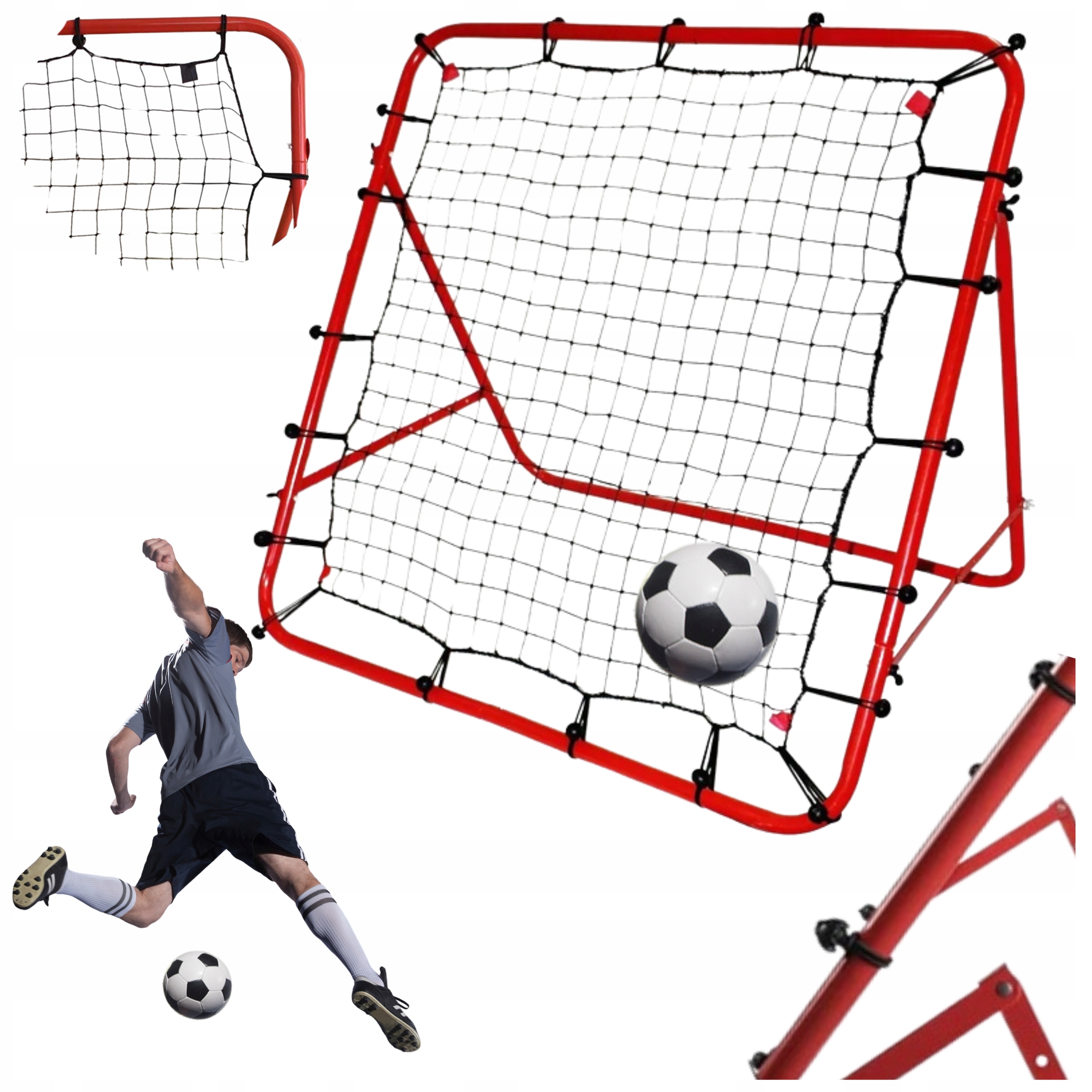 Bramka Rebounder Treningowa Piłkarska Rama Trenażer Piłki Nożnej 100x100 cm