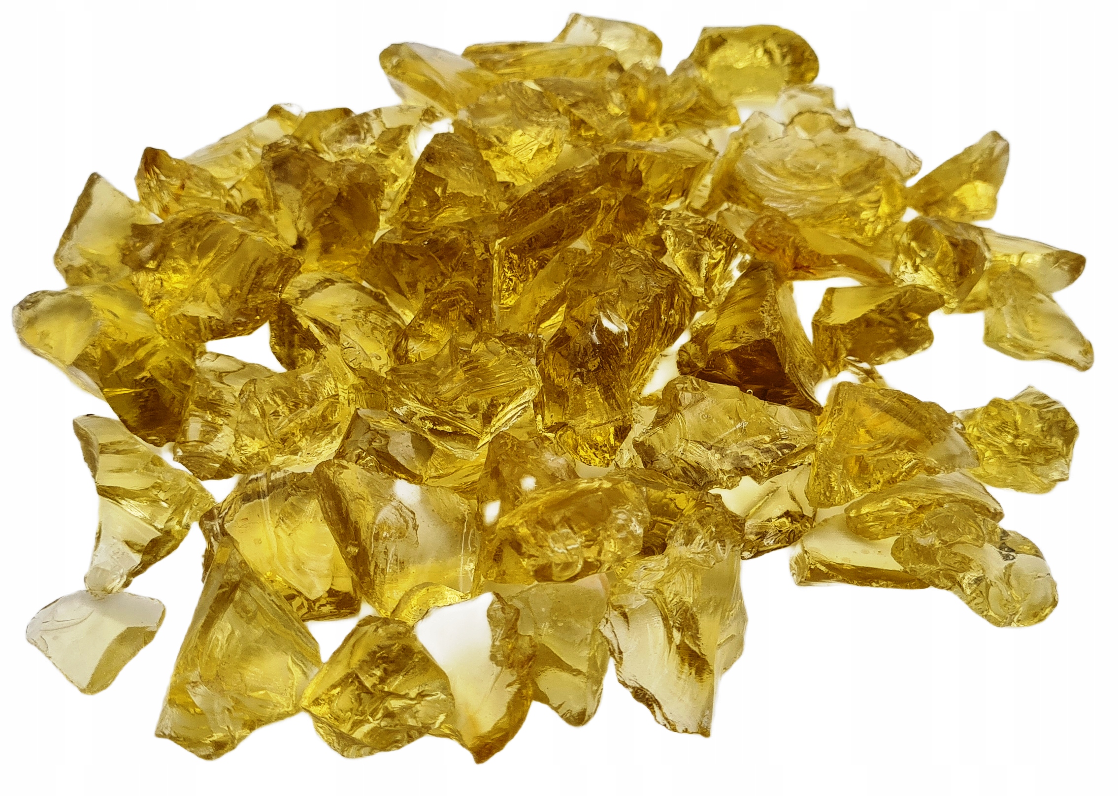 

Szkło Dekoracyjne drobne 1-2 cm Żółty grys szklany