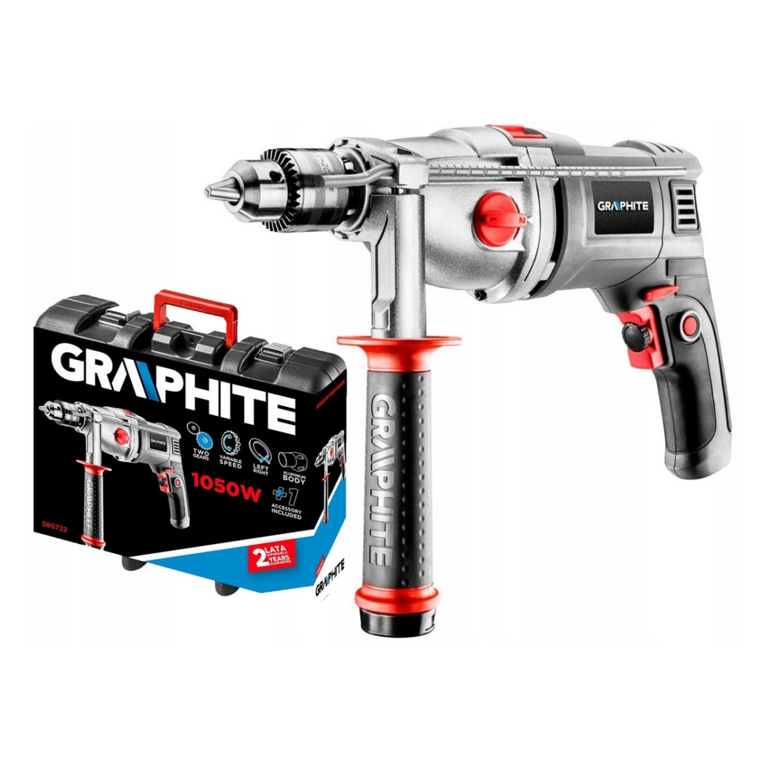 Graphite Wiertarka udarowa dwubiegowa 1050W, 13 mm, walizka