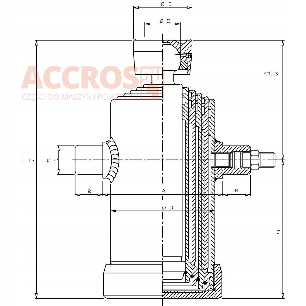 Siłownik wywrotu z panewką pięciostopniowy skok 18 Marka maszyny Inna