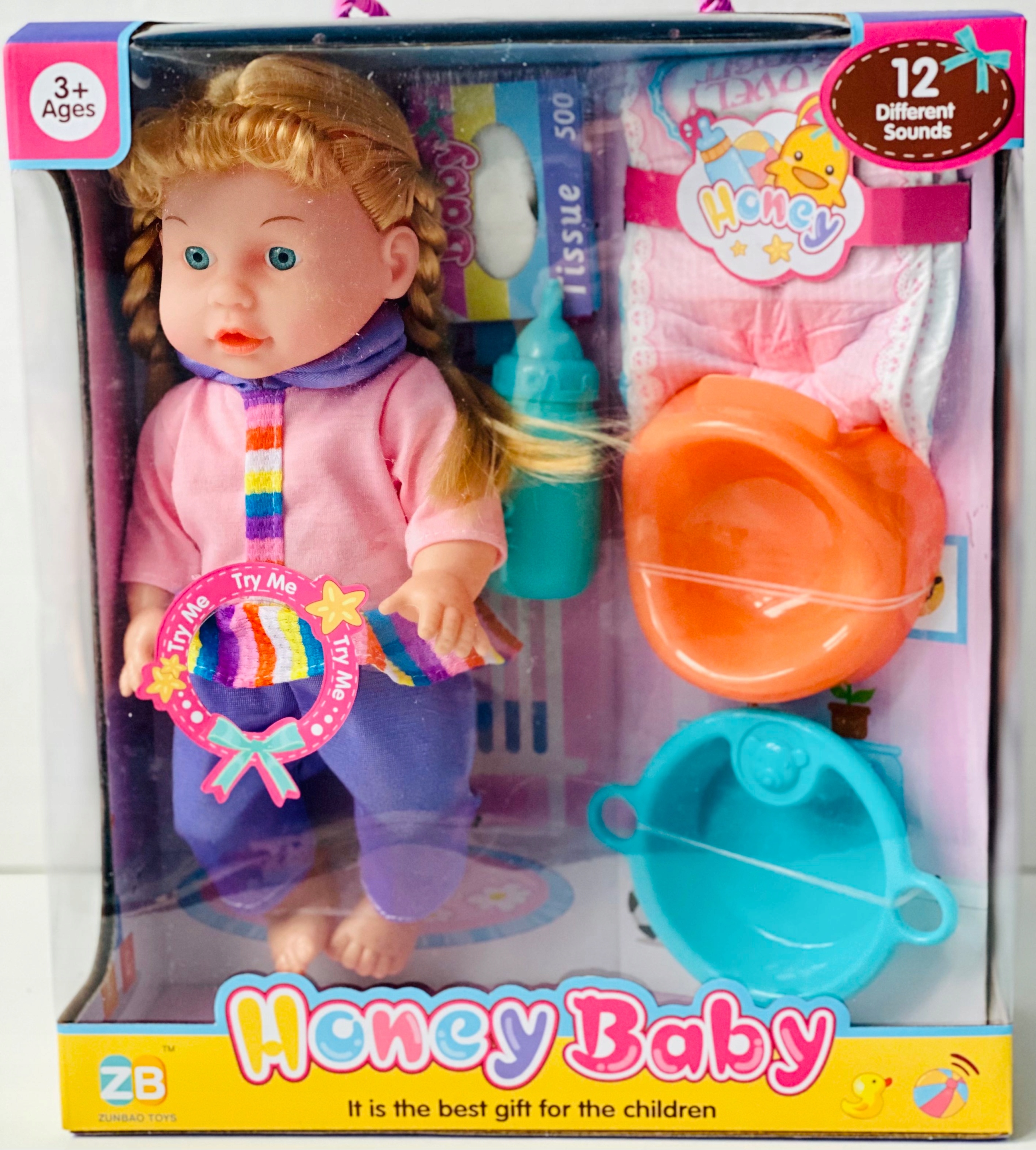 

lalka Bobas 30 cm akcesoria 5 el. 12 dźwięków