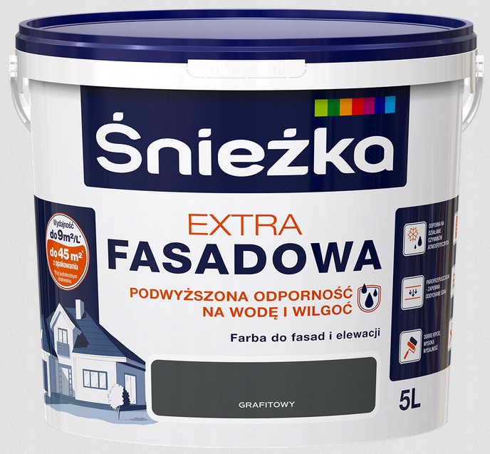 Farba akrylowa fasadowa Śnieżka 5 l grafitowy mat