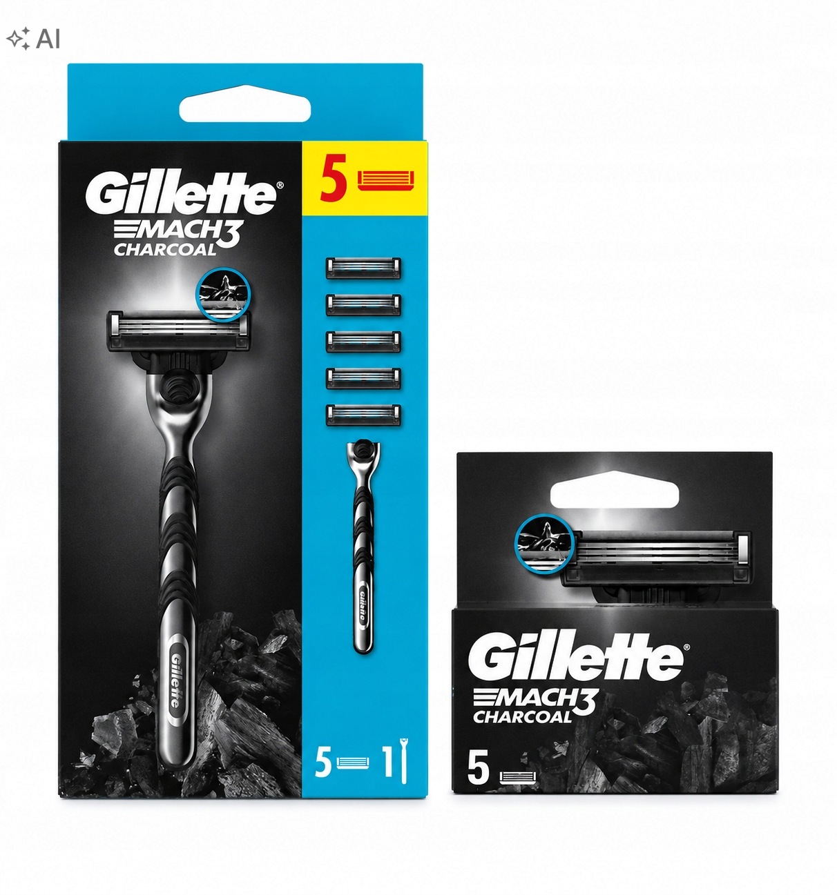 Gillette Mach3 Charcoal Wymienne ostrza do maszynki 10+1 kusů