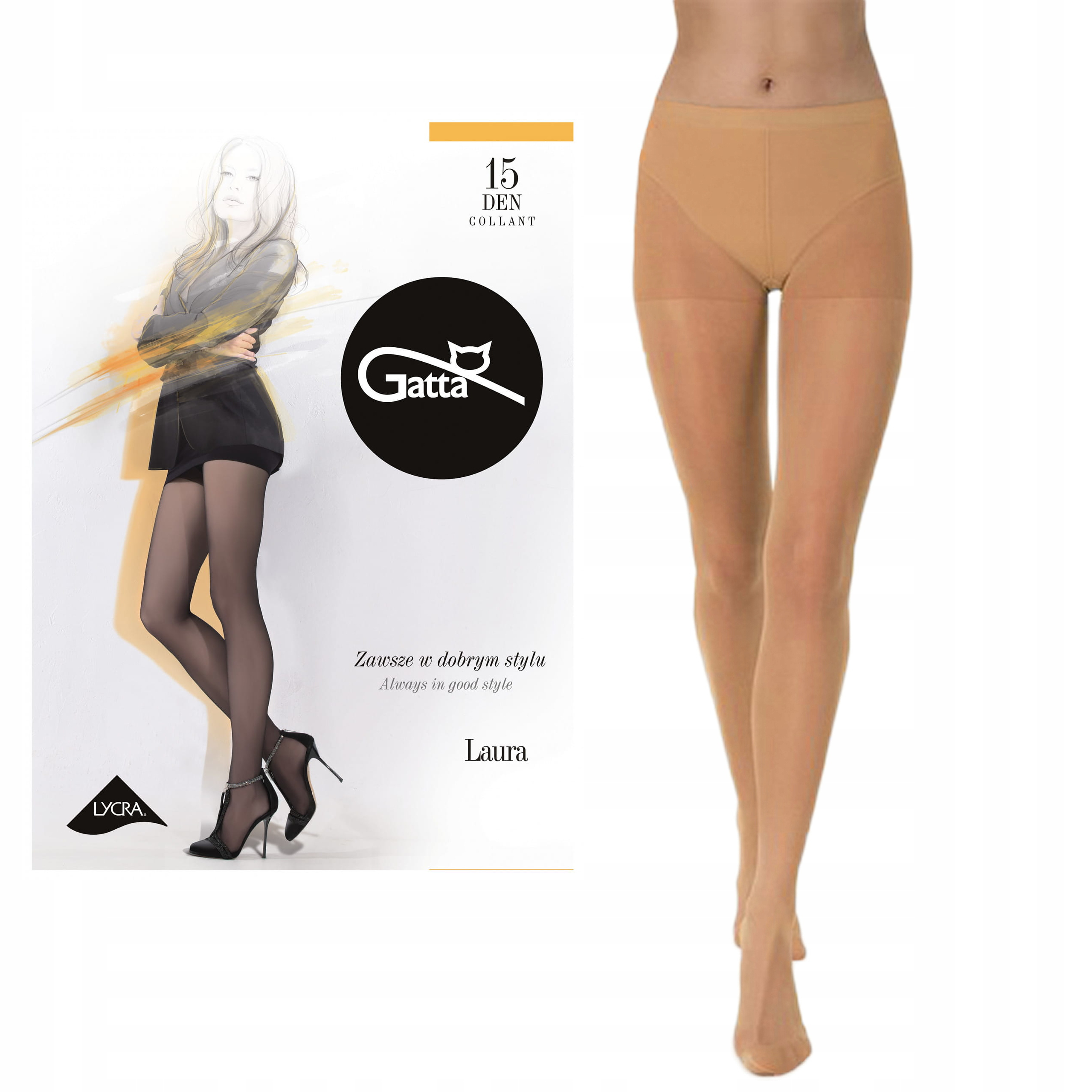 

Rajstopy Gatta Laura Lycra 15 Den Golden r. 5-XL