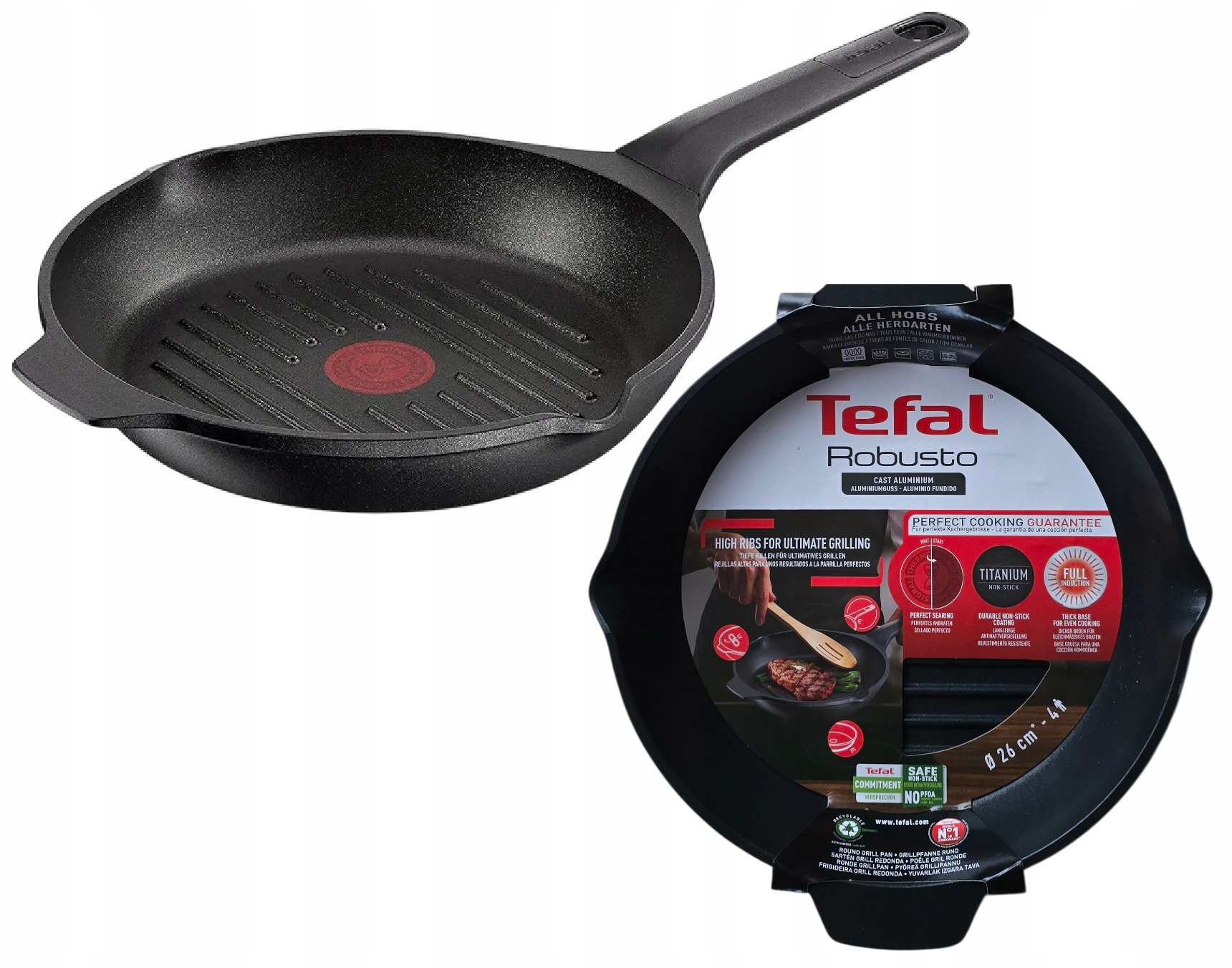 Patelnia Grillowa Tefal Robusto 26CM Titanium Indukcja