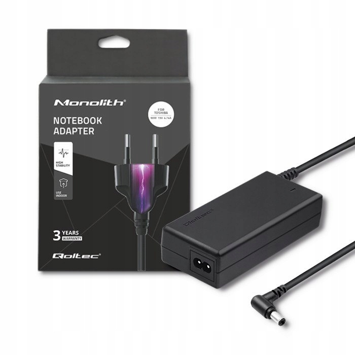 Zasilacz Qoltec 50090.90W do notebooka Toshiba (19 V; 4,74 A; 90W; 5.5 mm x
