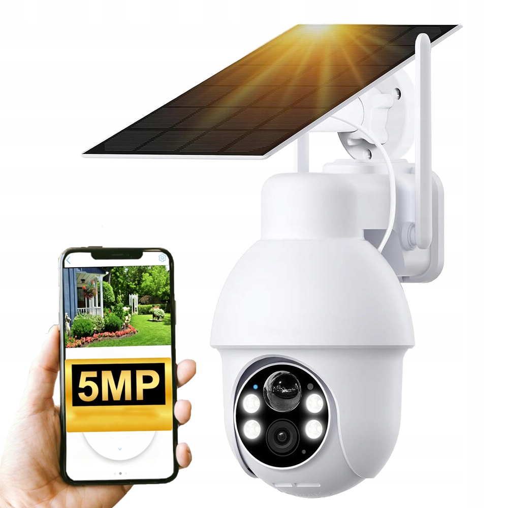 Solární Wi-Fi kamera 5MPX Venkovní otočný bezdrátový zoom Digitální 4x