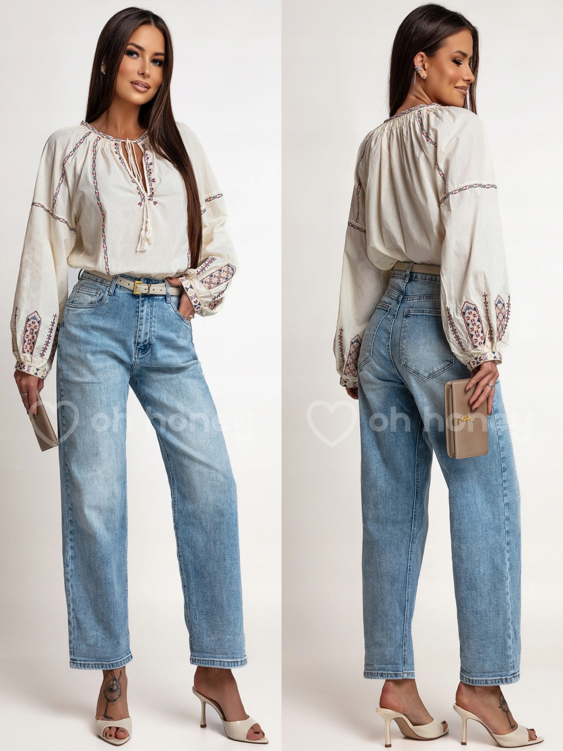 Džínové kalhoty Mom Fit Modré Rush M