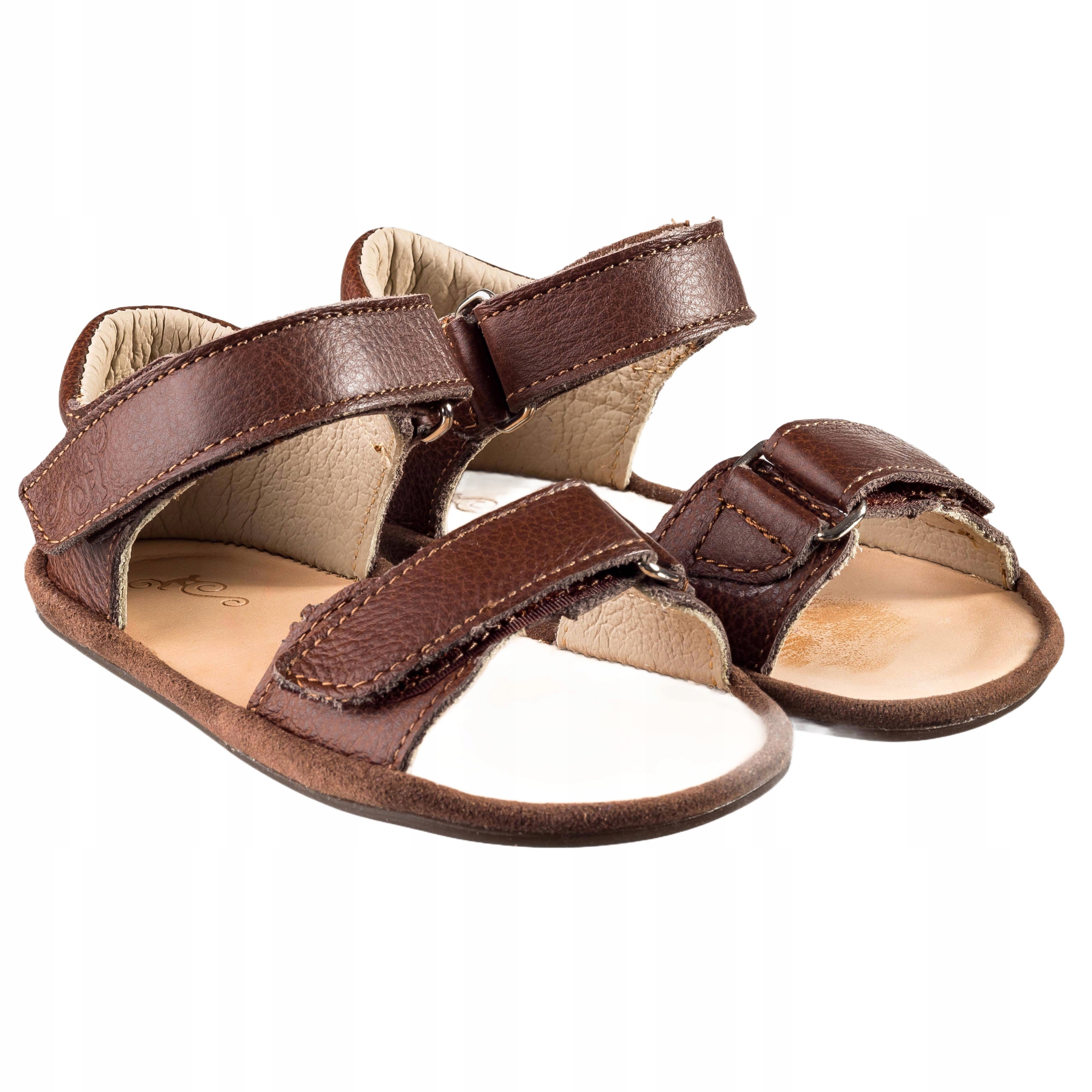 Dziecięce Sandały Barefoot Kiki Brown Brązowe Skórzane Rzepy 24 Eu