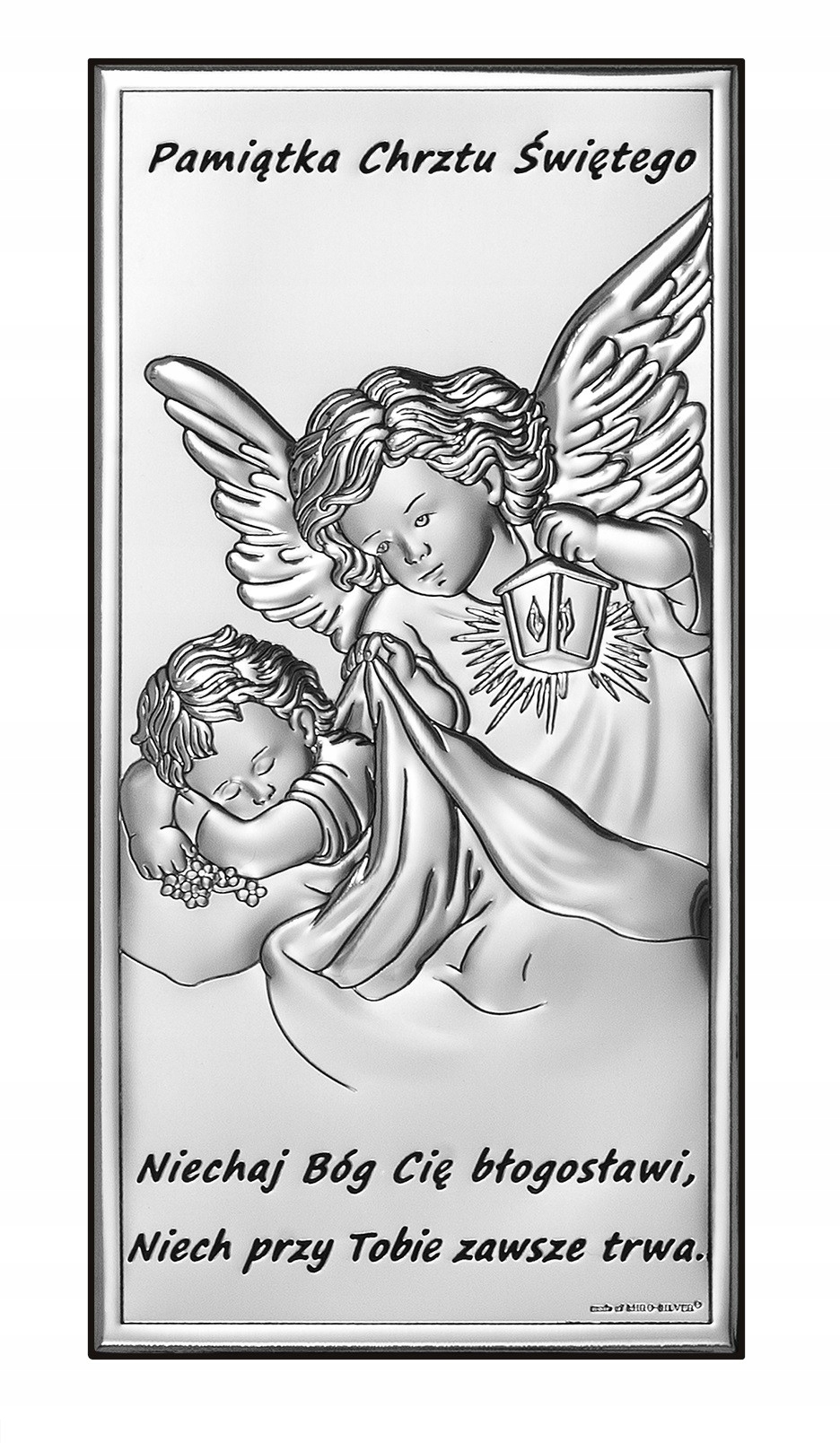 Stříbrný Obrázek Suvenýr Křest Anděl Gravírování